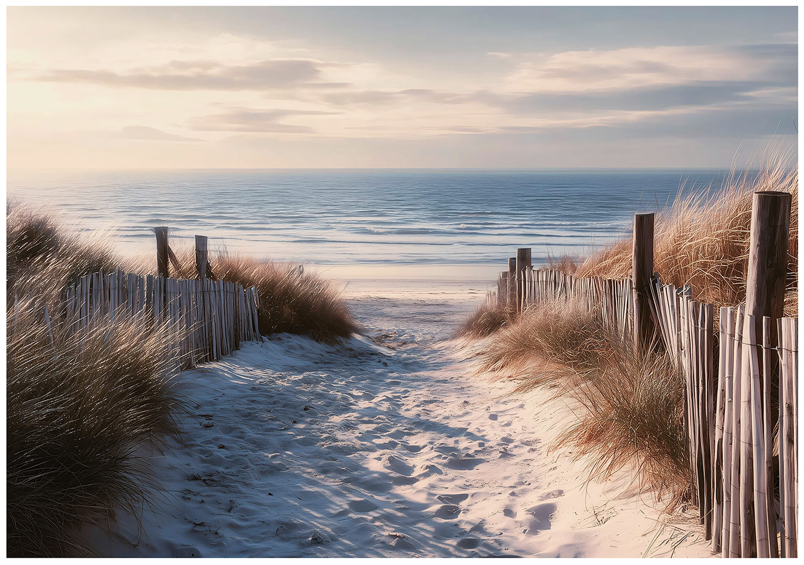 Wallarena Fototapete Strand Meer - Mehrfarbig - Modern - Vlies - Schlafzimmer, glatt, (6 St), 300x210cm