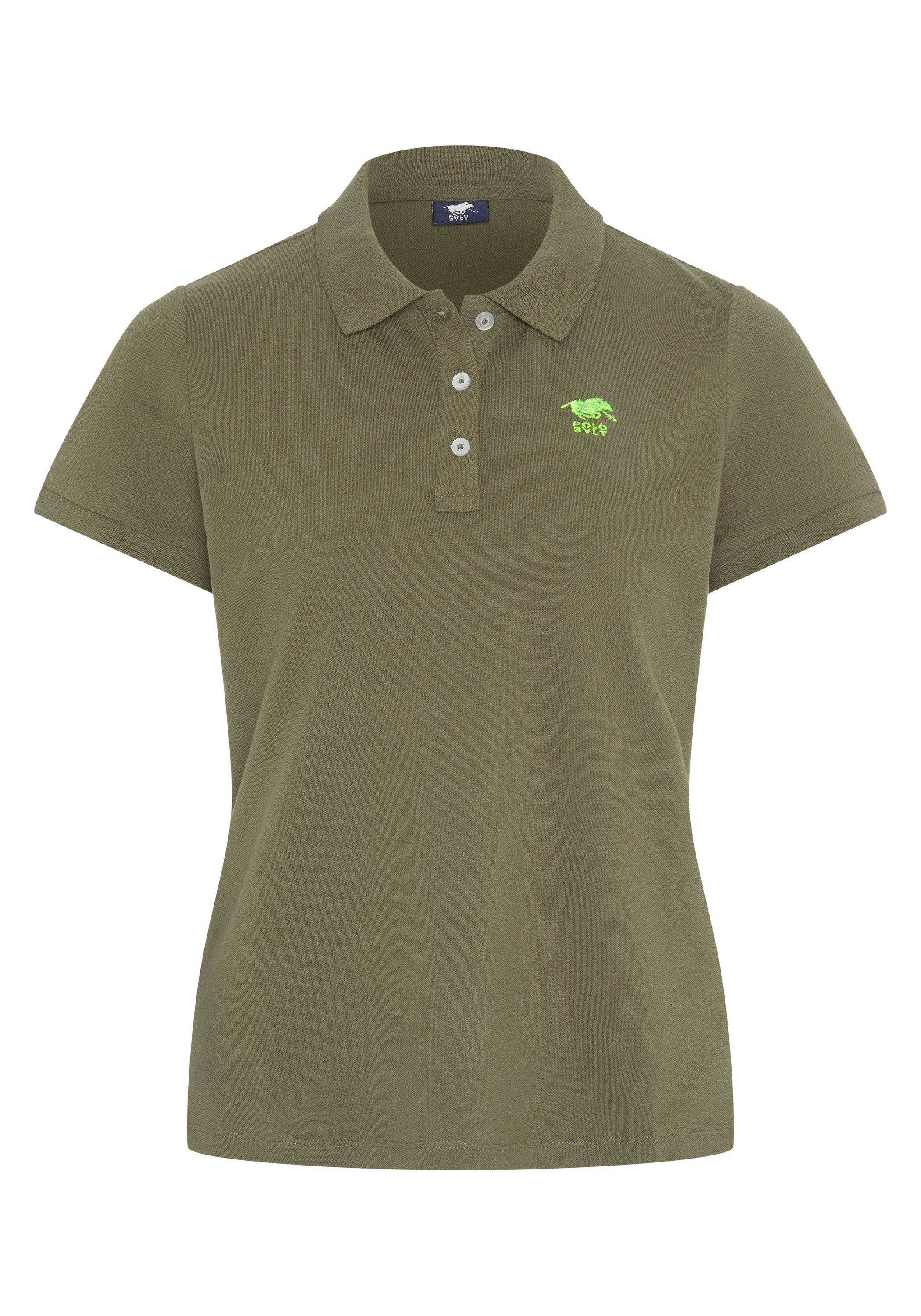 Burnt Sylt 18-0521 Olive Polo Poloshirt Label-Stickerei mit