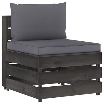 vidaXL Gartenlounge-Set 4-Sitzer Outdoor-Sofa mit Kissen Grau Imprägniertes Holz