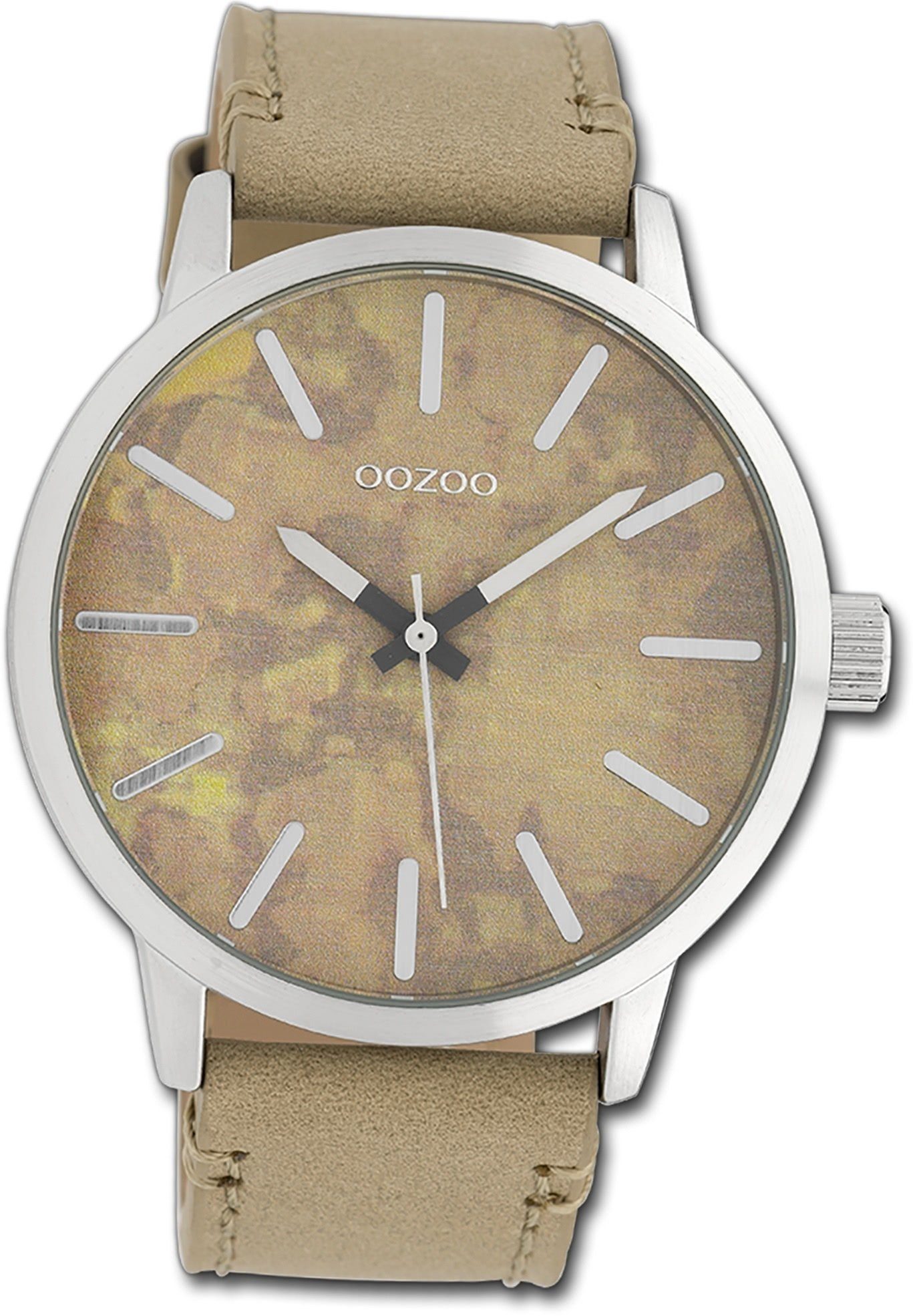 OOZOO Quarzuhr Oozoo Unisex Gehäuse, Lederarmband Damen, groß rundes (ca. grün, 45mm) Timepieces, Armbanduhr Herrenuhr