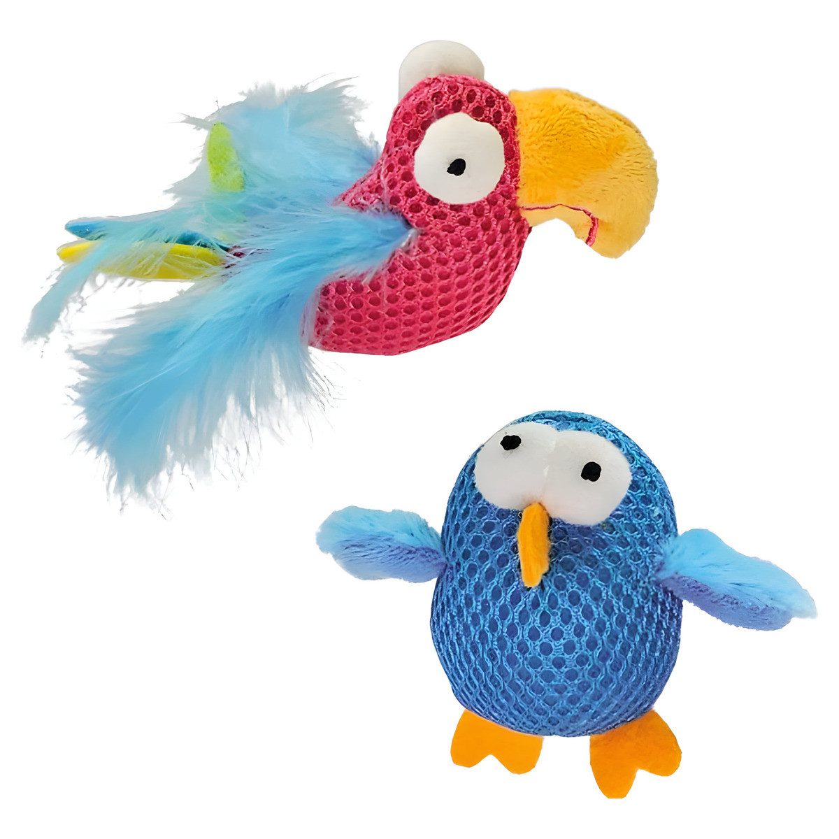 Tierkuscheltier Katzenspielzeug Vogel mit Catnip aus Mesh