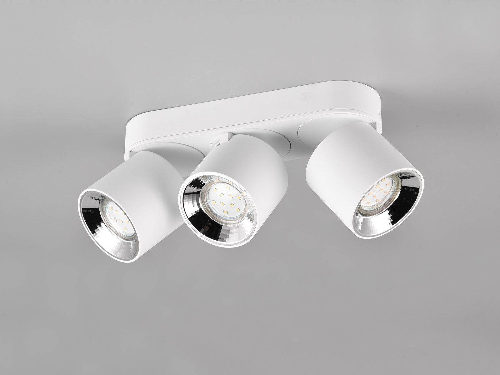 TRIO Leuchten LED Deckenstrahler, Dimmfunktion, LED wechselbar, Warmweiß, Wandstrahler innen, dimmbar über Schalter, Aufbauspots Weiß. 27cm