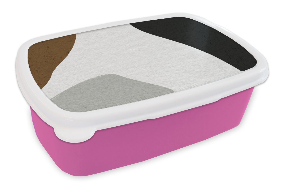 MuchoWow Lunchbox Minimalismus - Gestaltung - Formulare, Kunststoff, (2-tlg), Brotbox für Erwachsene, Brotdose Kinder, Snackbox, Mädchen, Kunststoff rosa