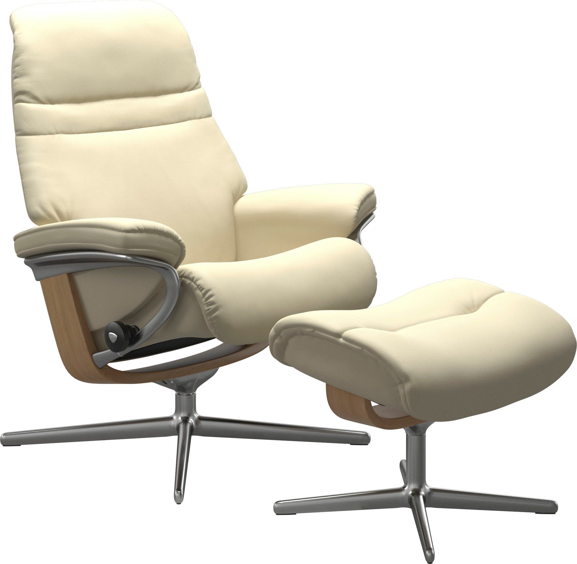 Stressless® Relaxsessel Sunrise (Set, Relaxsessel mit Hocker), mit Hocker, mit Cross Base, Größe S, M & L, Holzakzent Eiche
