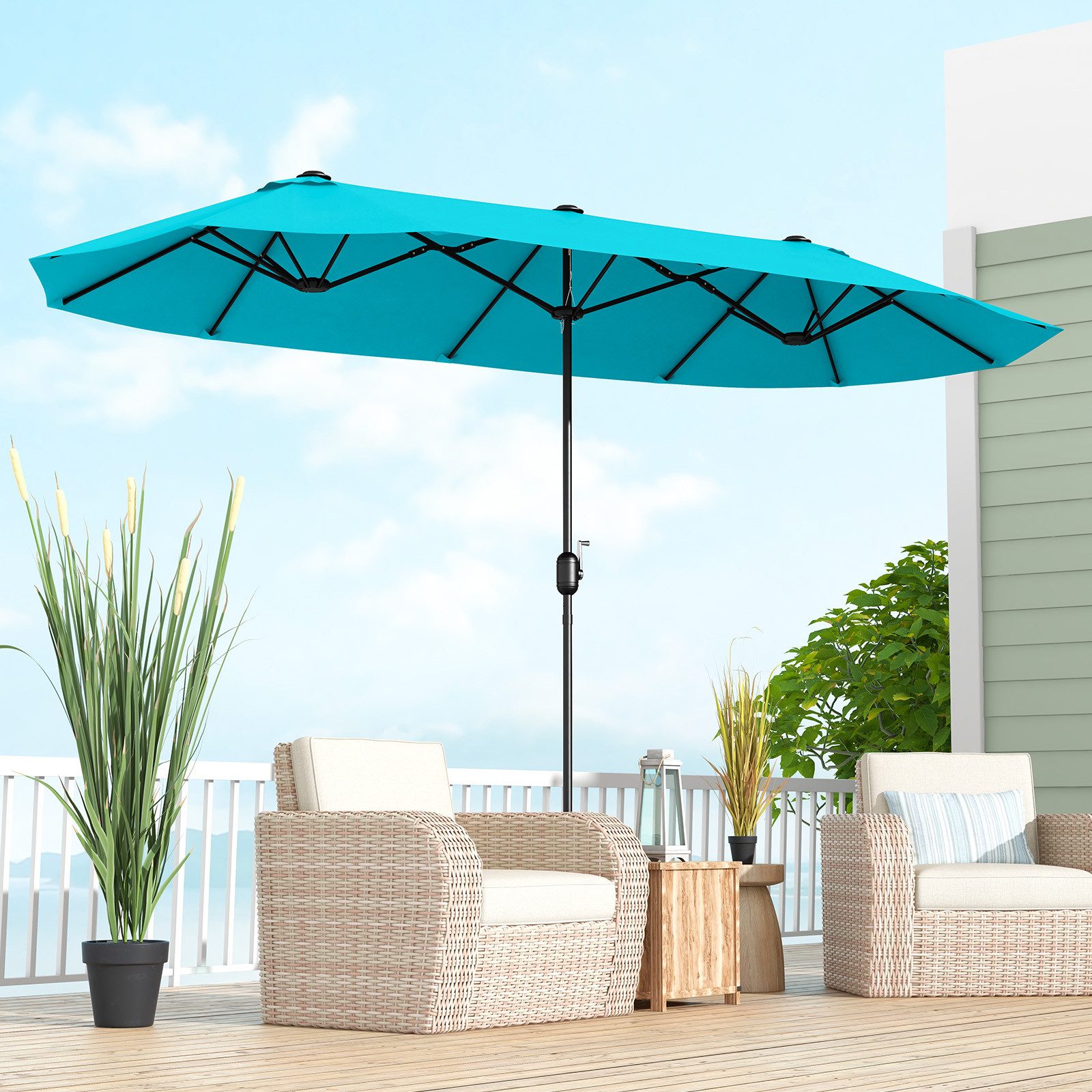 COSTWAY Sonnenschirm 400x200cm Gartenschirm, mit Ständer, günstig online kaufen