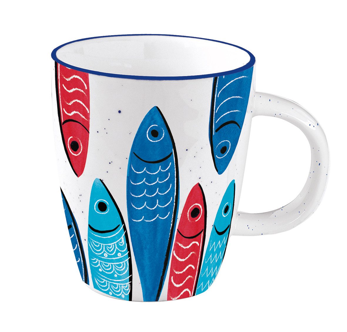 EasyLife Tasse Sardines Party, Porzellan, Spülmaschinengeeignet, Mehrfarbig, Motiv: Fische, Höhe: cm