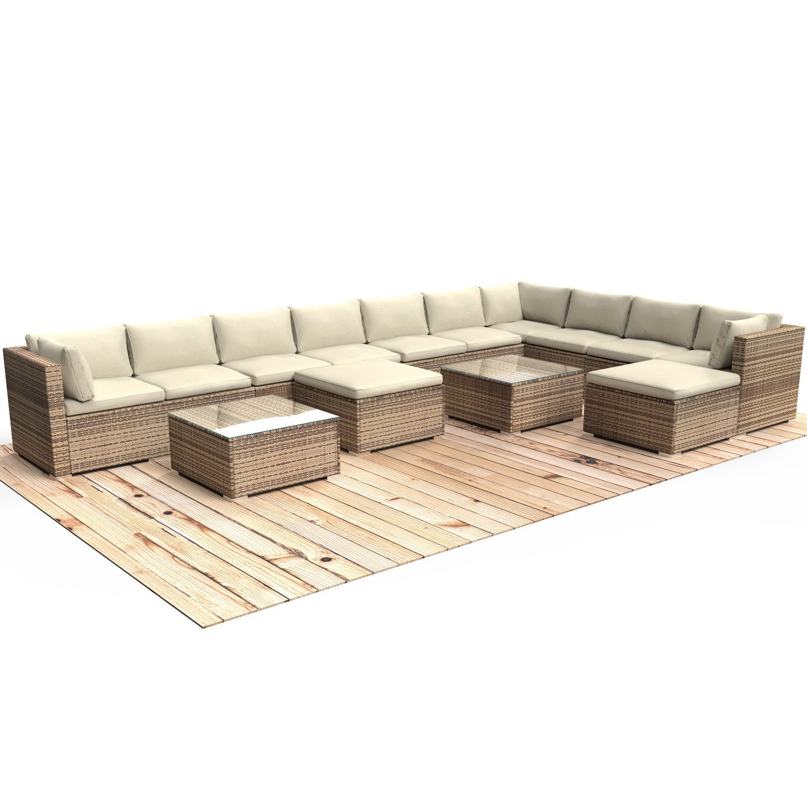 BRAST Gartenlounge-Set Dreams für 11 Personen inkl. extra Dicke Kissen, TÜV geprüft Outdoor Loungemöbel Sitzgruppe Essgruppe Garnitur