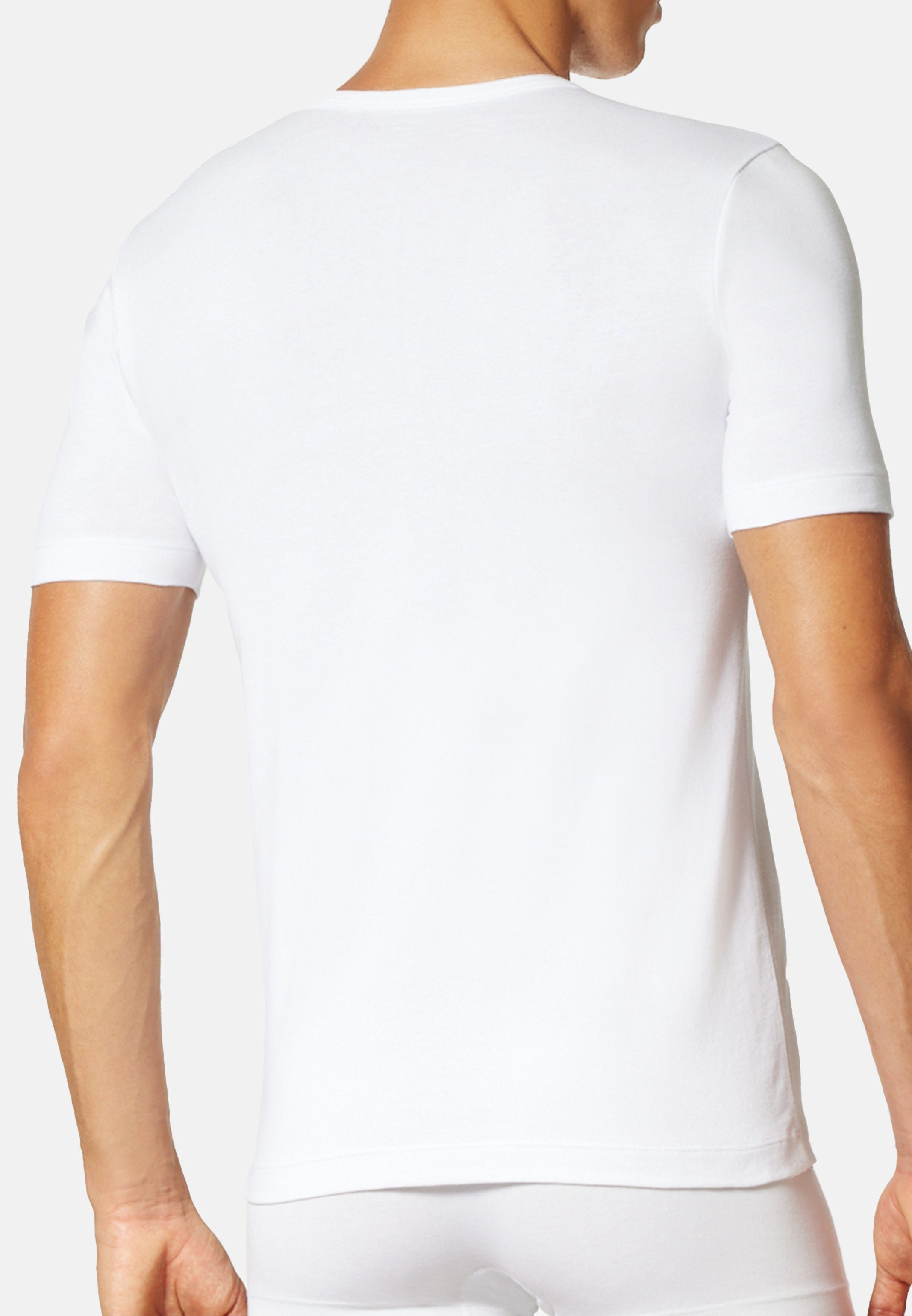 Kurzarm 2-St) SCHIESSER by uncover Unterhemd Pack Shirt (Spar-Set, Weiß Basic 2er - / Baumwolle - Unterhemd