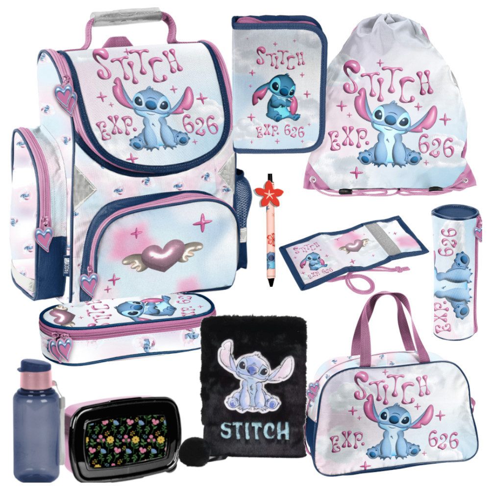 PASO Schulrucksack Mega Schulset XXL - Lilo & Stitch Disney (Schulset, 11-tlg), Stitch, 11-tlg. Set