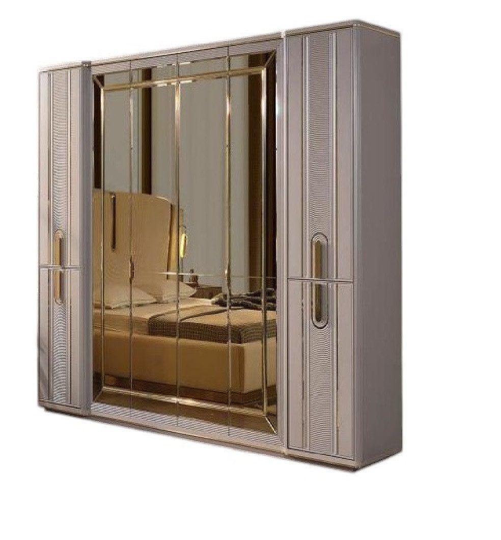 JVmoebel Kleiderschrank Luxus Kleiderschrank Holzschrank Garderobenschrank Spiegel Beige (1-St., Kleiderschrank) Made in Europa