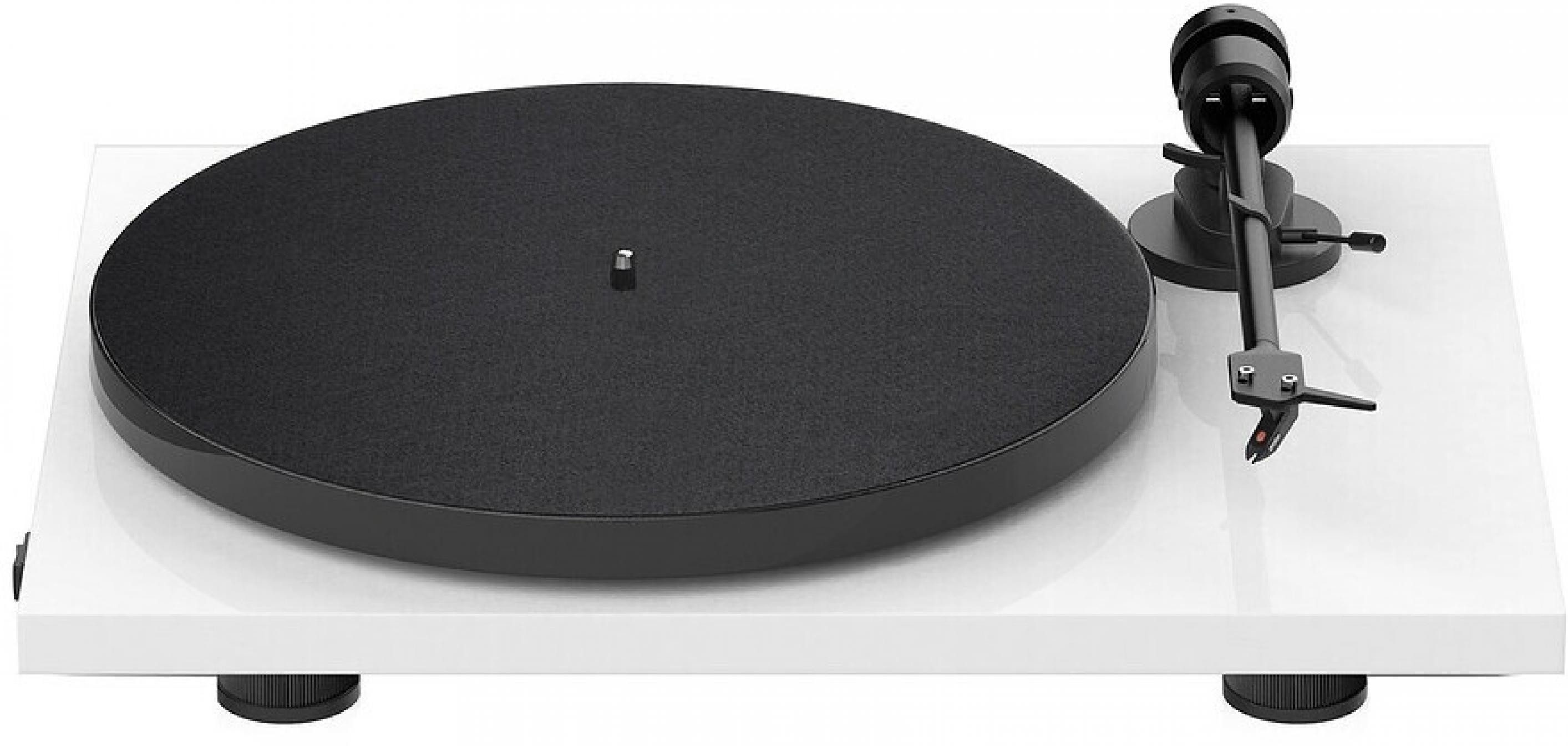 Pro-Ject E1 BT weiss voreingestellter Ortofon OM 5E Tonabnehmer Plattenspieler