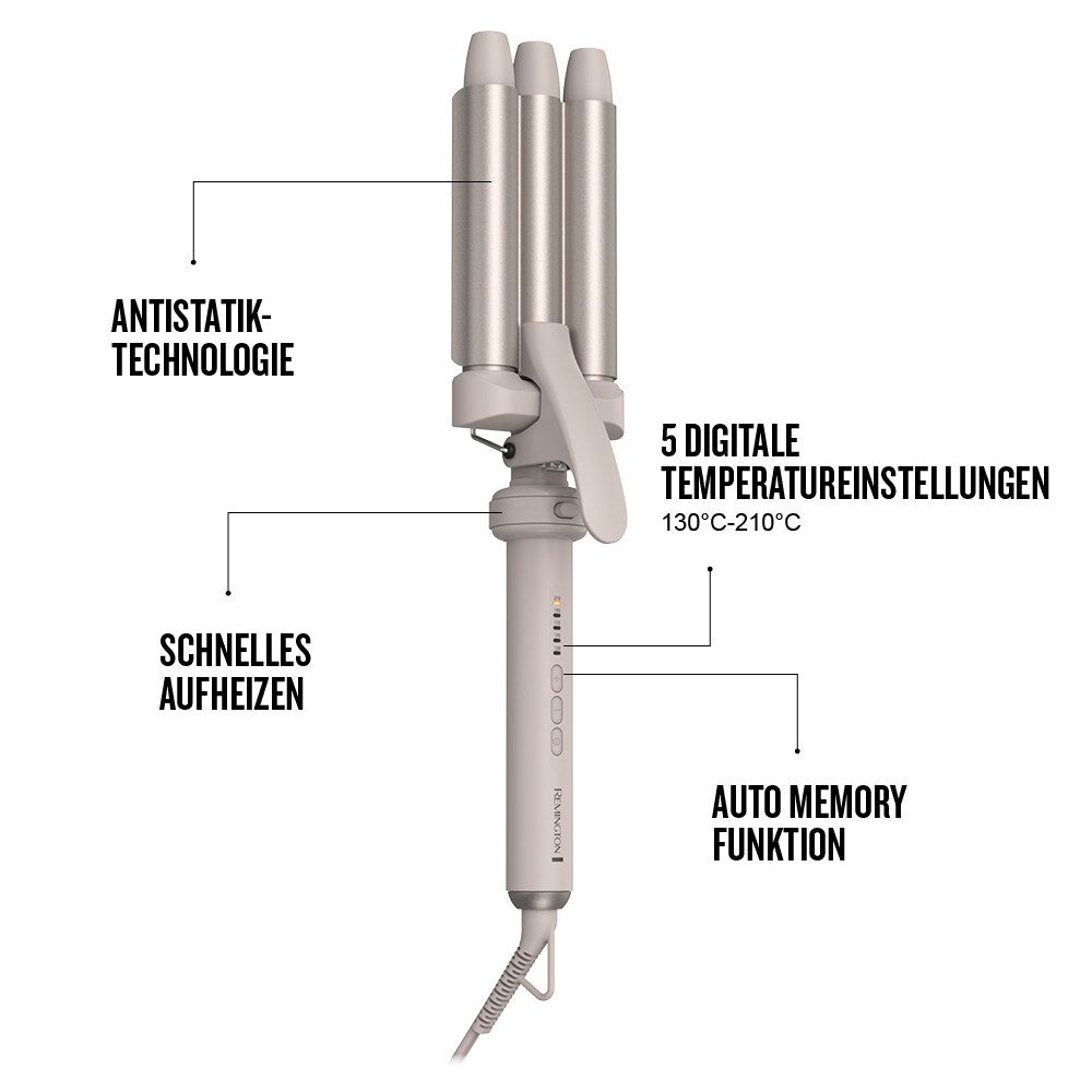 Remington Haarstyler Trendology 5-in-1 Multistyler(CI41MS5), Keramik-Beschichtung, 5 auswechselbare Aufsätze, 5 digitale Heizstufen, Auto Memory Funktion – Bild 4 von 5