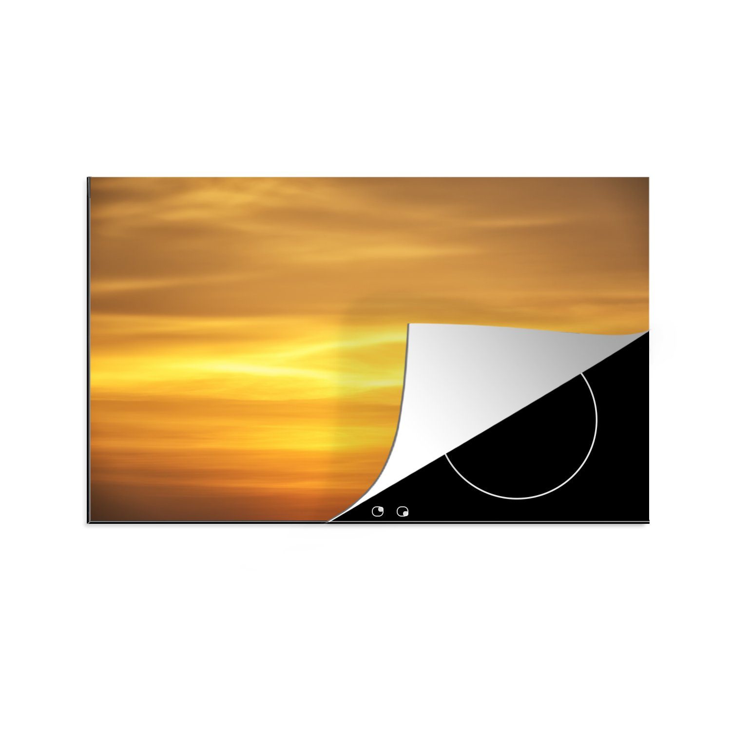 MuchoWow Herdblende-/Abdeckplatte Ockergelber Sonnenuntergang, Vinyl, (1 tlg), 81x52 cm, Induktionskochfeld Schutz für die küche, Ceranfeldabdeckung