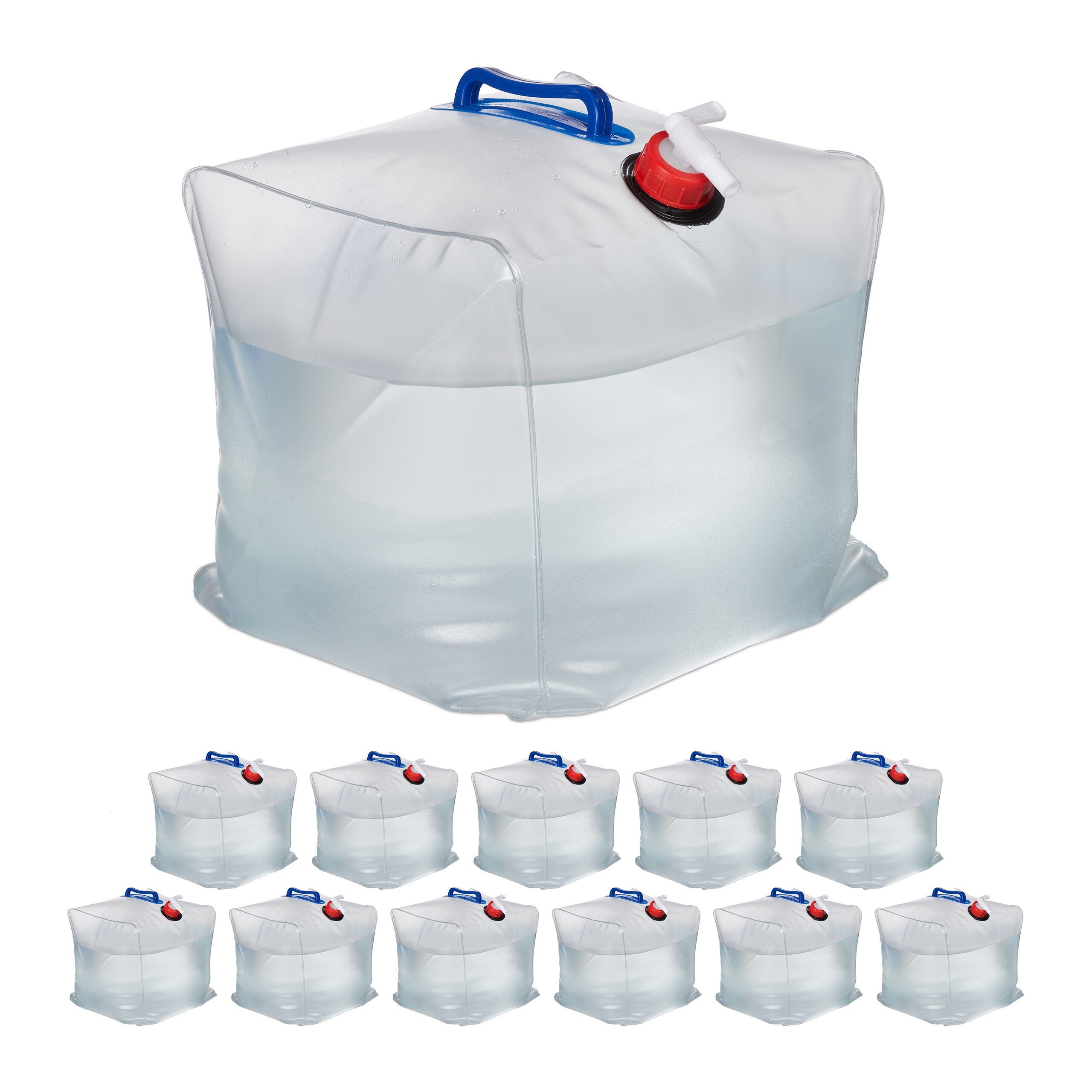 relaxdays Kanister 12er Set faltbare Wasserkanister 20 L