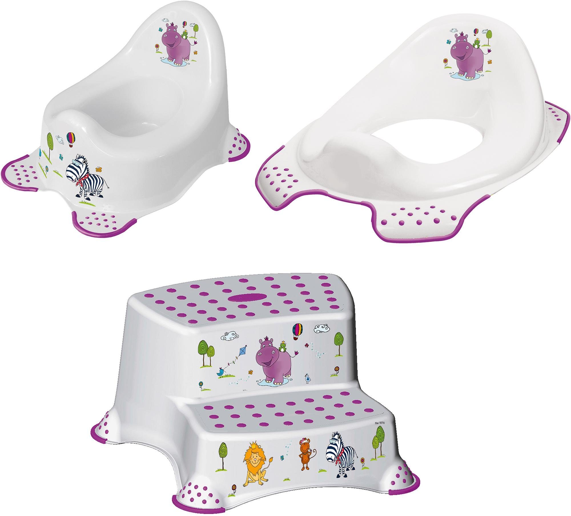 keeeper Töpfchen Hippo, weiß, (Set, 3-tlg), Kinderpflege-Set - Töpfchen, Toilettensitz und Tritthocker