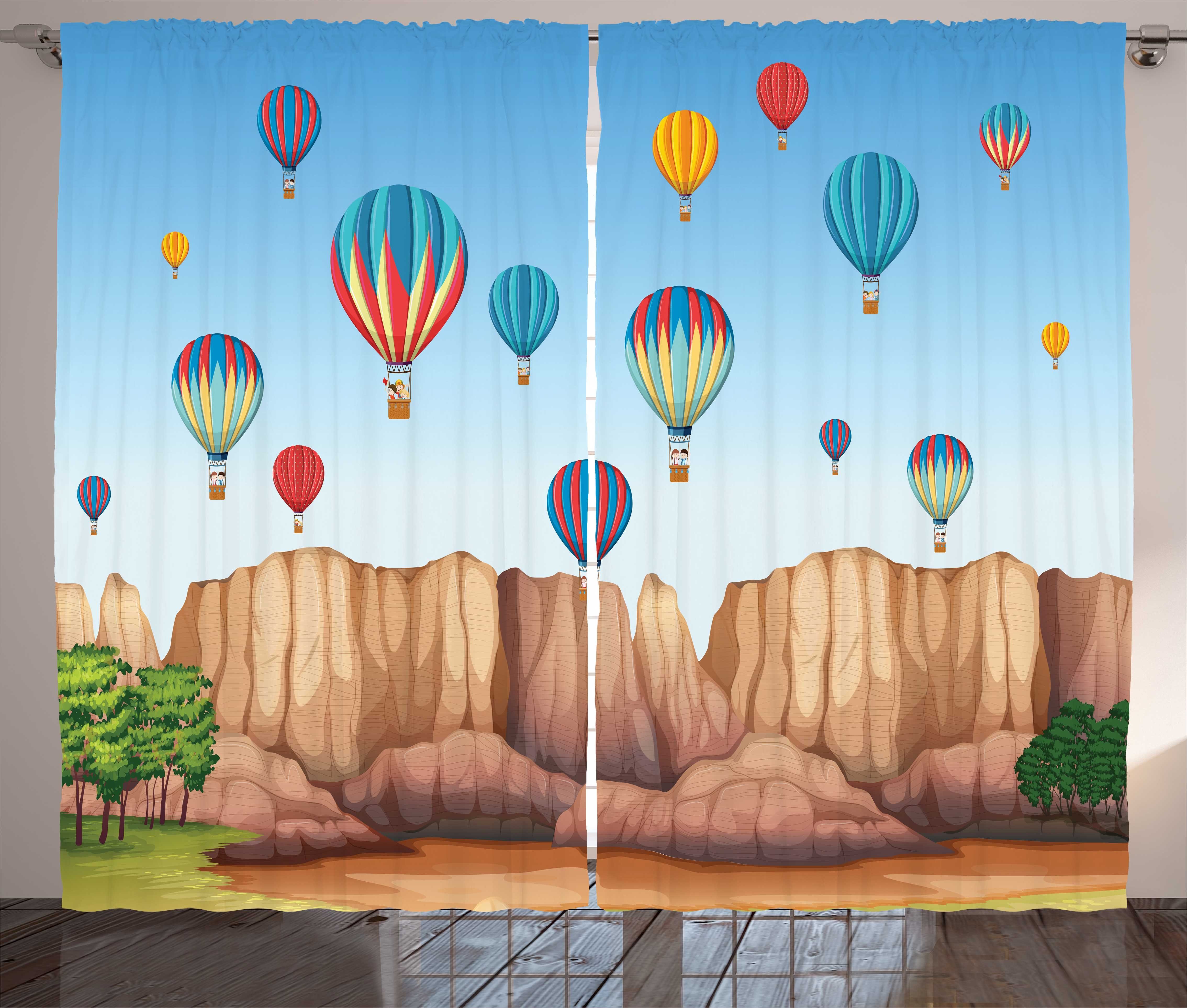 Gardine Schlafzimmer Kräuselband Vorhang mit Schlaufen und Haken, Abakuhaus, Heißluftballon Kappadokien Nevsehir | Fertiggardinen