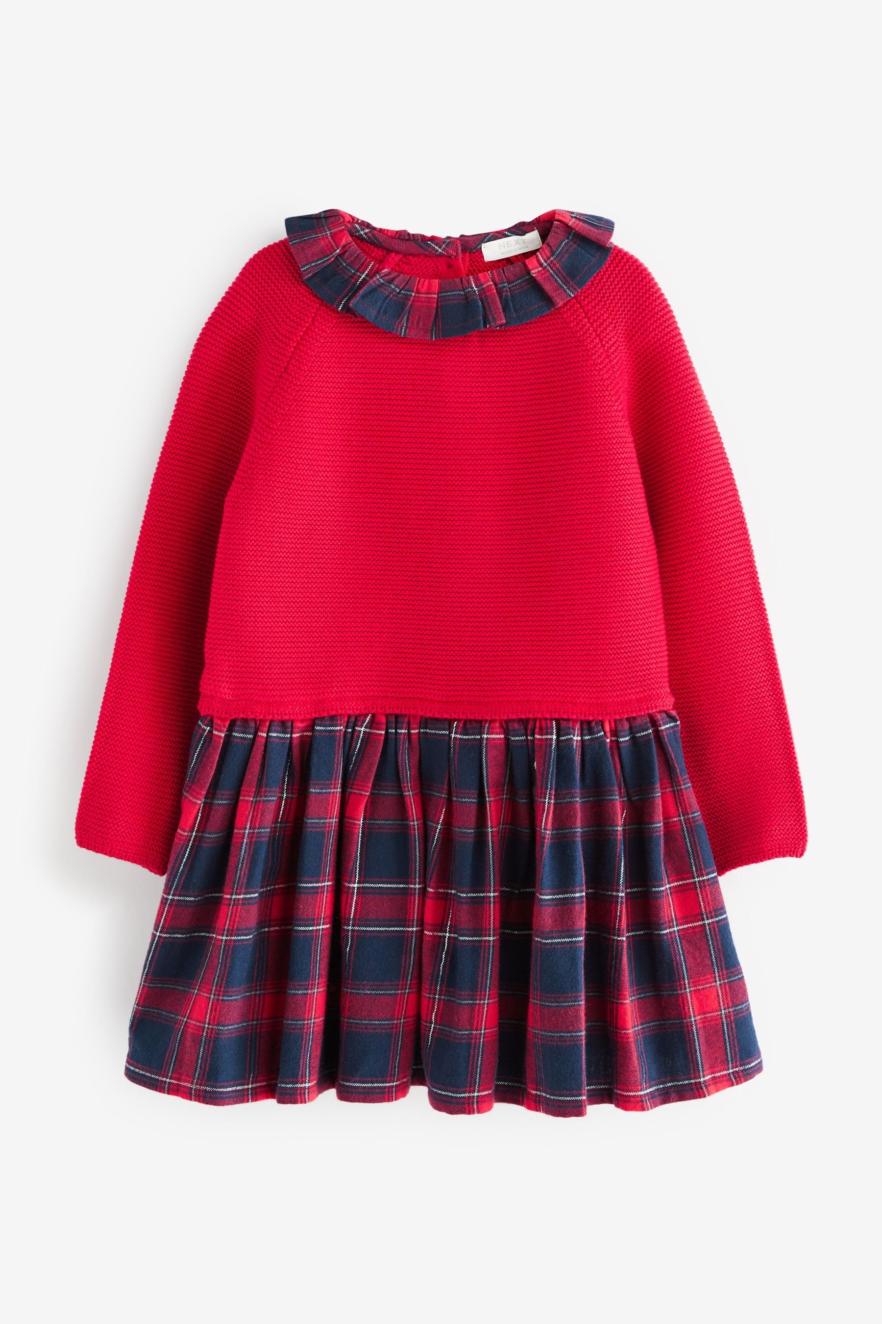 Next Strickkleid Pulloverkleid mit bedrucktem Rockteil (1-tlg) Red