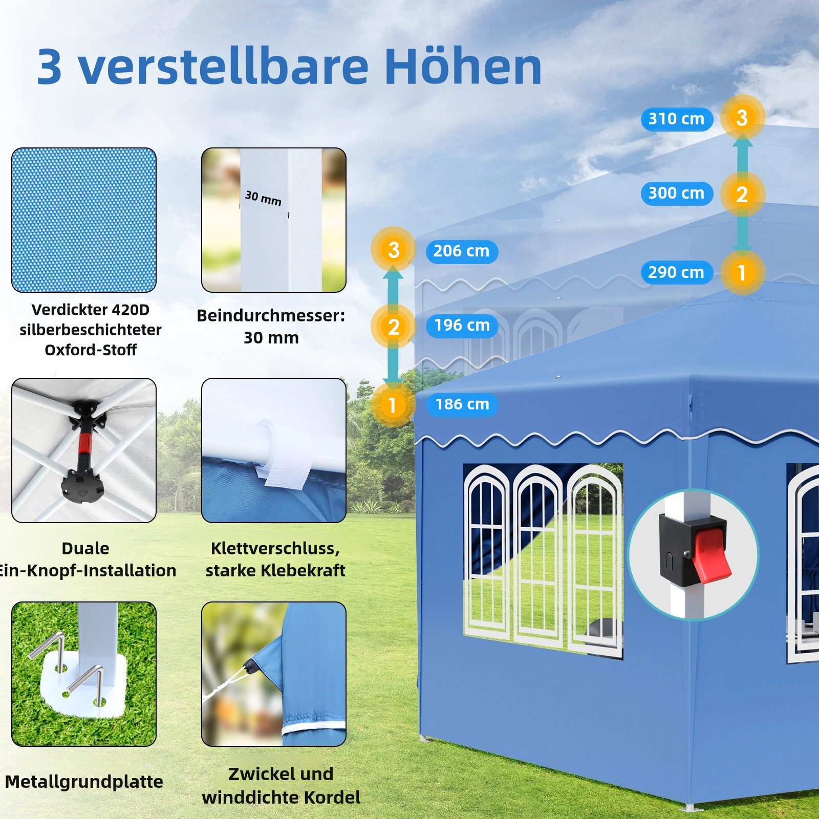TLGREEN Faltpavillon Pavillon 3x6 mit 6 günstig online kaufen