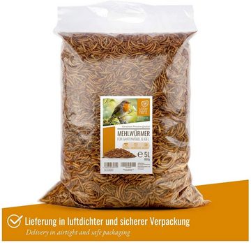 wildtier herz Vogeltränke Edel Mehlwürmer getrocknet 5L für Vögel und Igel 800g, 800 G (1er Pack)