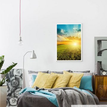 Sinus Art Poster Landschaftsfotografie 60x90cm Poster Sonne über Ackerfeld
