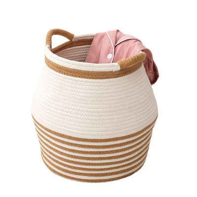 Mrichbez Wäschekorb Wäschekorb Aufbewahrung Korb Geflochten (1 St., für die Aufbewahrung von Wäsche in der Waschküche), aus Baumwolle Seil Geflochten