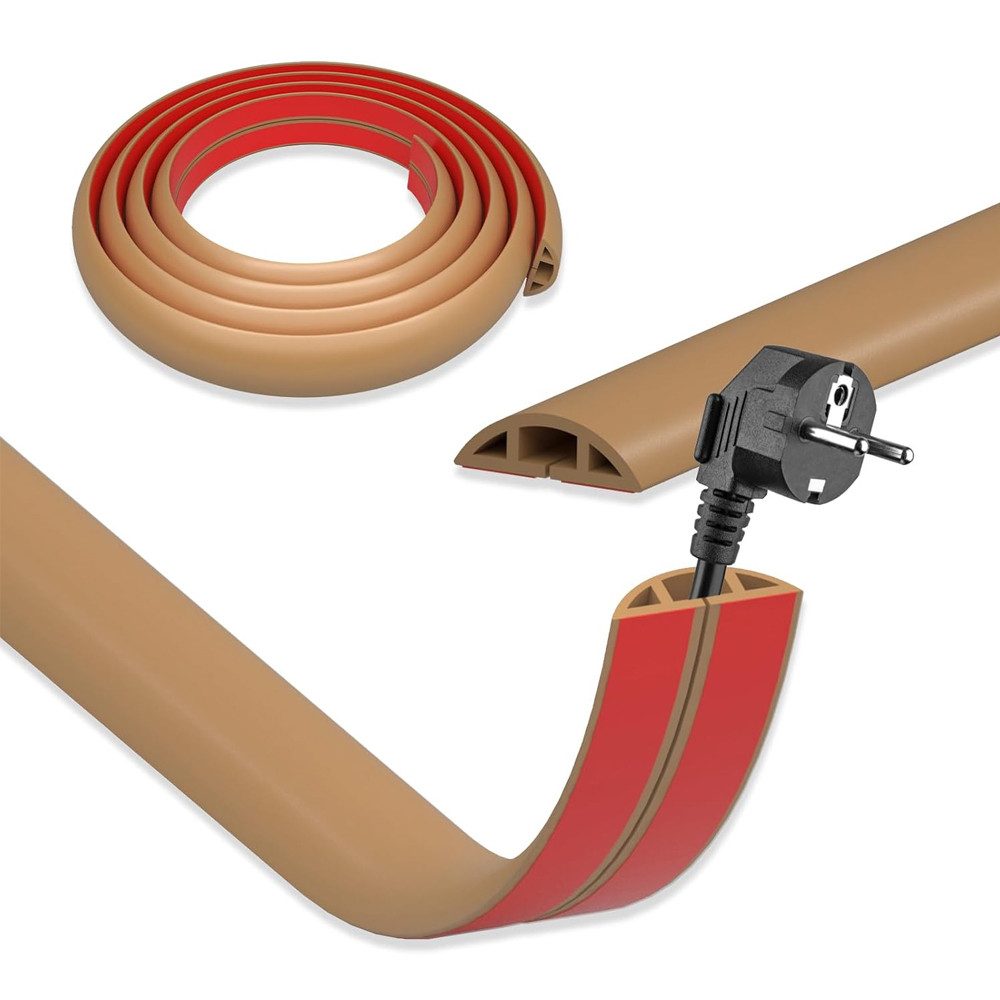 TUWENA Kabelkanal 3m Kabelkanal selbstklebend, Flexiblen Kabelschutz, Boden Kabelbrücke