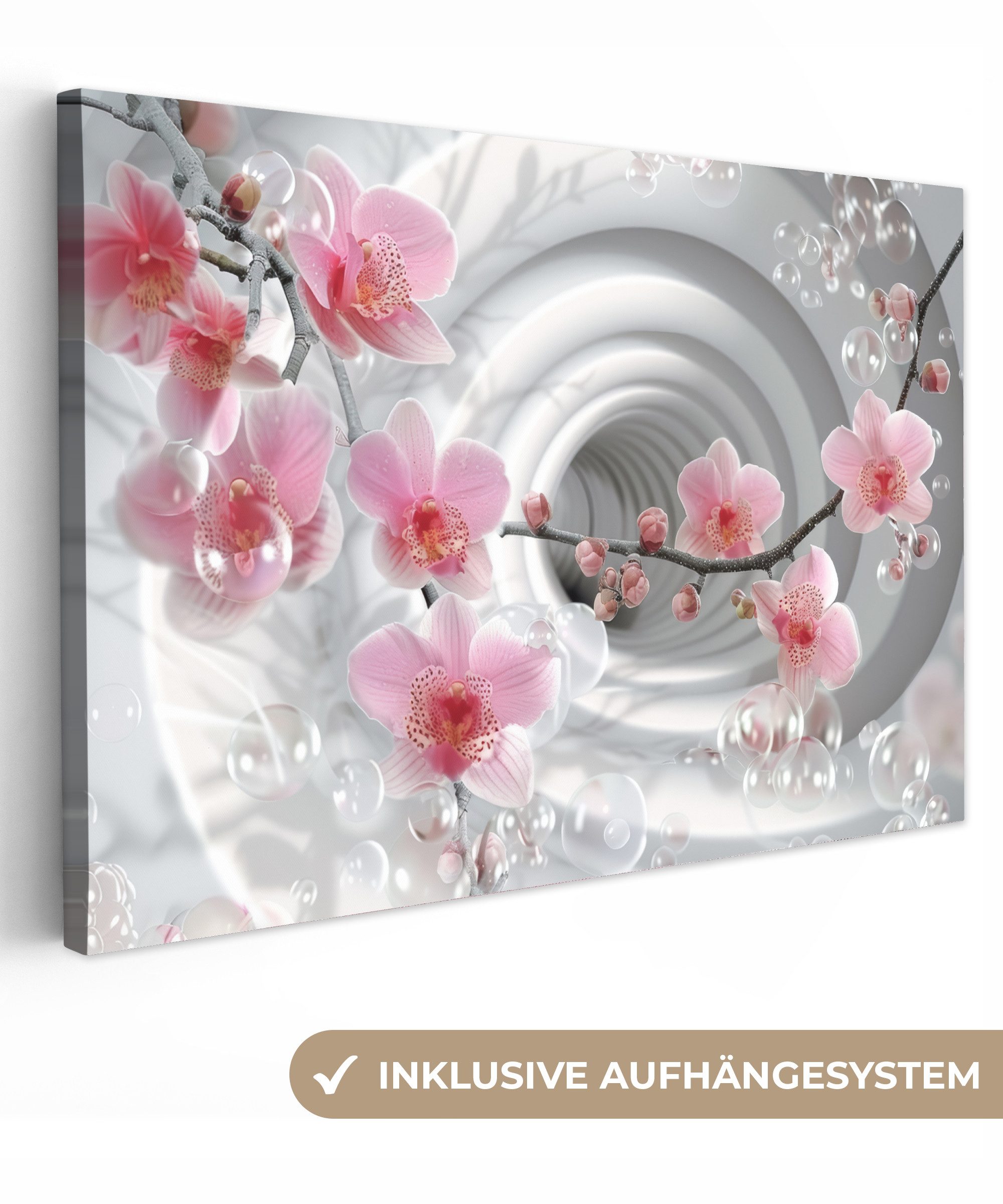 OneMillionCanvasses® Leinwandbild Blumen - Tunnel - Abstakt - 3D-Effekt, Fotodruck (1 St), Leinwand Bilder Klein, Wand Dekoration Aesthetic 30x20 cm