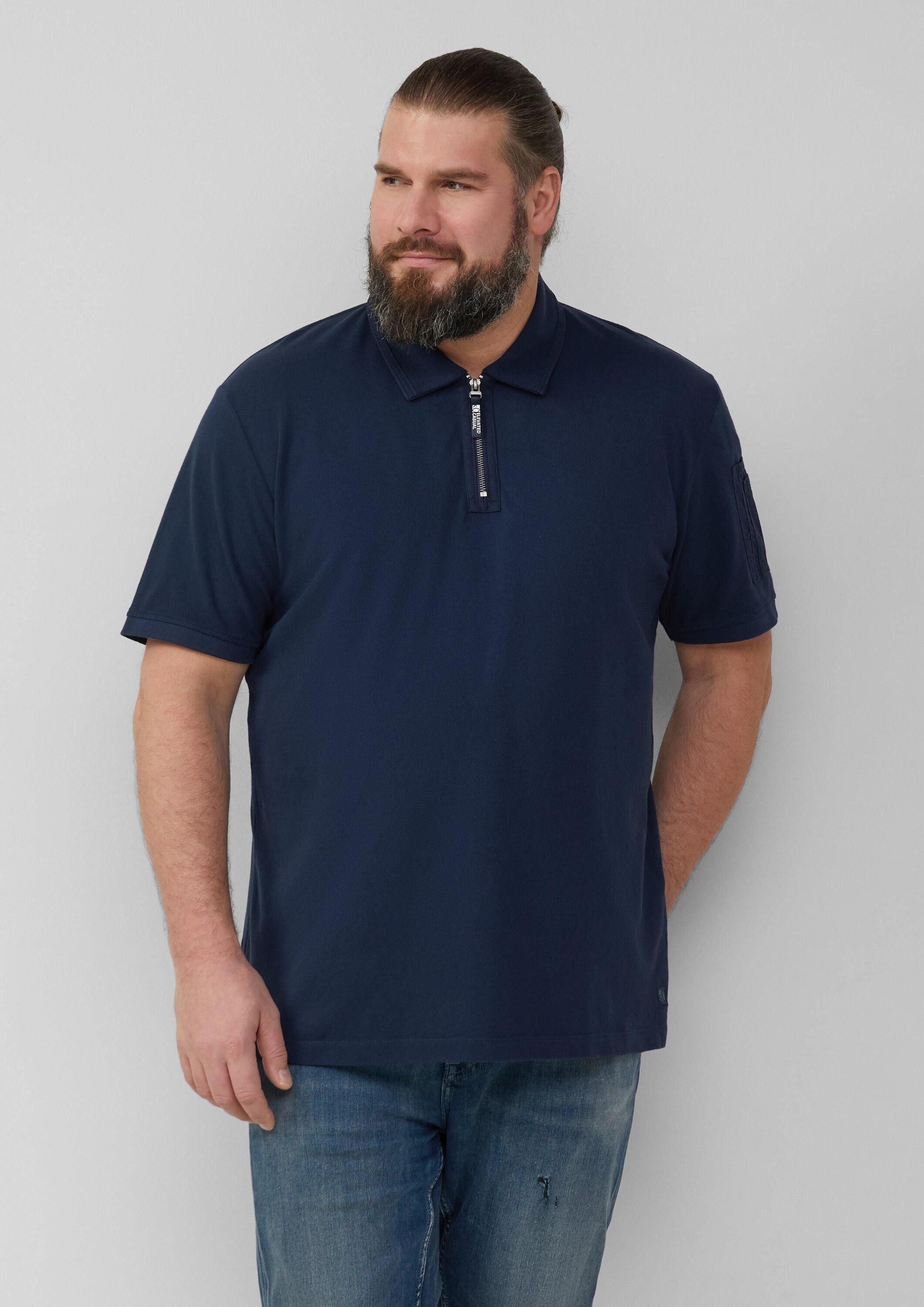 s.Oliver Kurzarmshirt Polo-Shirt Poloshirt mit Reißverschluss und Ärmeltasche