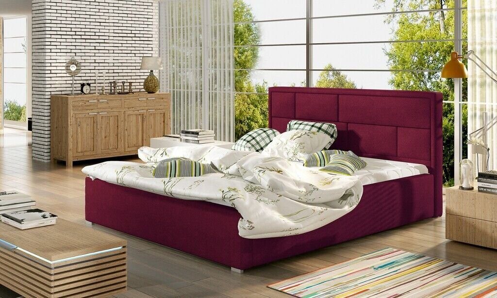 Rot Bett, Betten Luxus JVmoebel Designer Robustes Textil Hotel Polster Schlafzimmer Bett