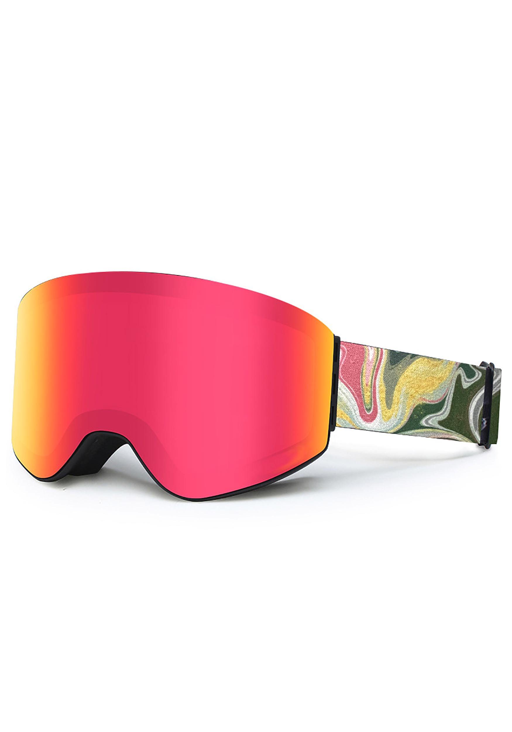 MAGICSHE Skibrille Snowboardbrille Magnet Zweilagiges Objektiv Kugelförmiges Design 5