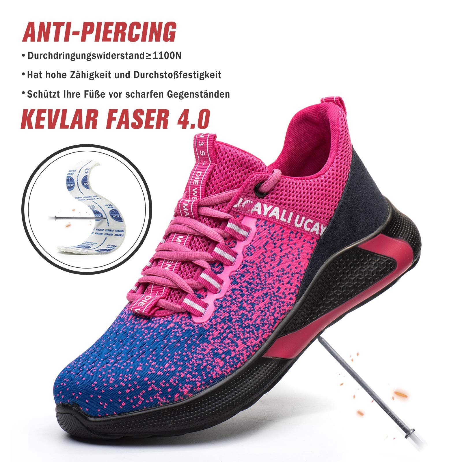 IRON FORCE S1 / S1P oder SBP - jeweils CE ISO zertifizierter Sicherheitsschuh (durchtrittsicher, bequem, leicht, rutschfest, atmungsaktiv) Stahlkappenschuhe Arbeitsschuhe Berufsschuhe sportlich elegant