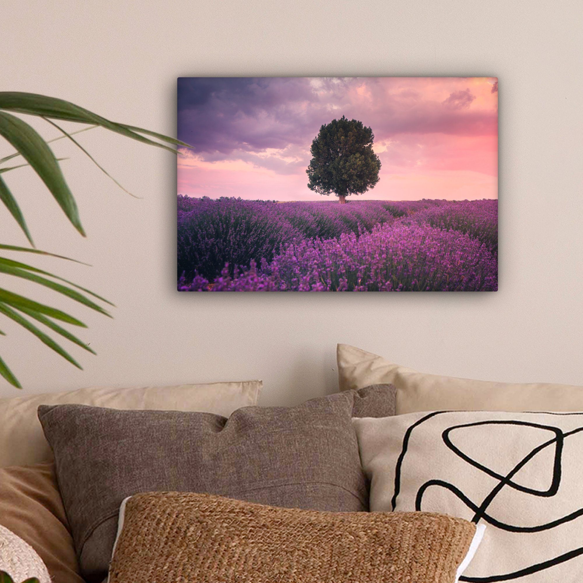 OneMillionCanvasses® Leinwandbild Lavendel - Blumen - Lila - Baum - Natur, günstig online kaufen