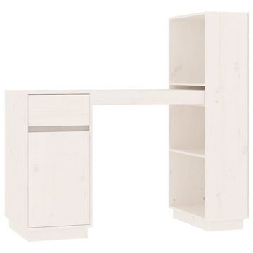 furnicato Schreibtisch Weiß 110x53x117 cm Massivholz Kiefer