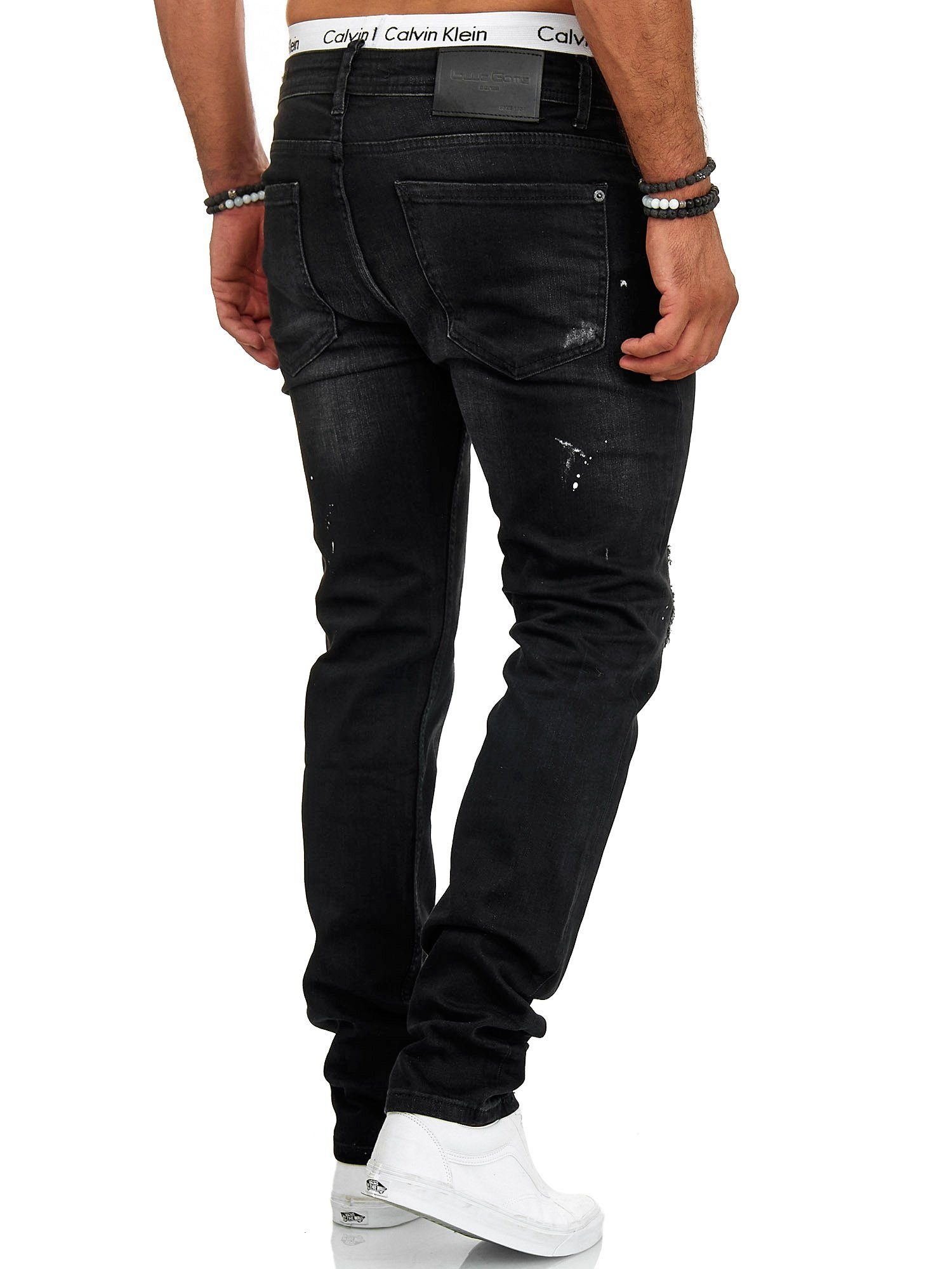 OneRedox Straight-Jeans J-700C Designerjeans Bootcut, Business (Jeanshose Casual 1-tlg) Schwarz 702 Freizeit