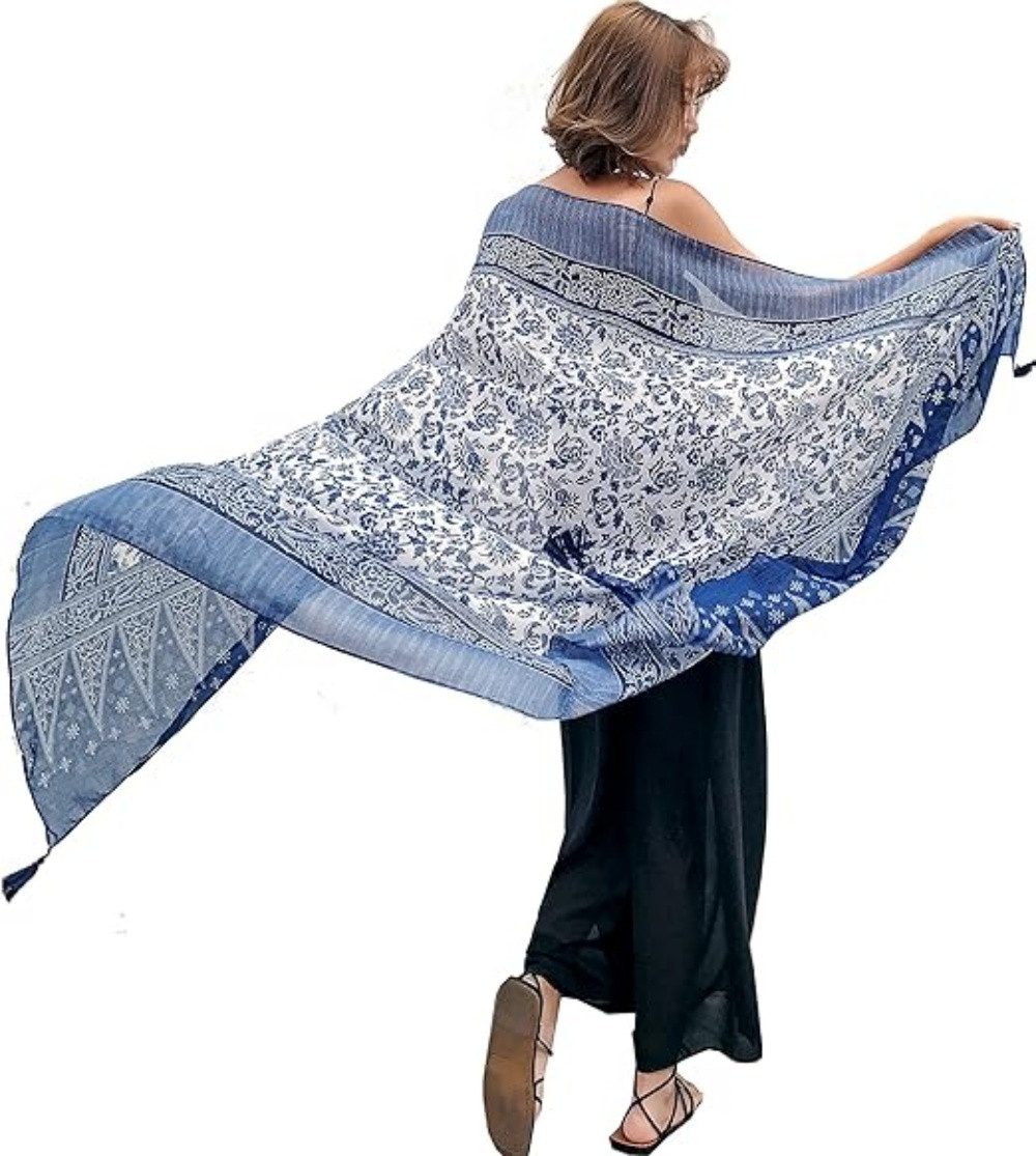 VEKROBOT Seidenschal Bohème Damen Tuch Leicht bedruckt Schal Kopftuch für Herbst/Winter, (1-St. Langer Fransen-Schal & Umhang), Leichter, weicher Blumenprint-Schal