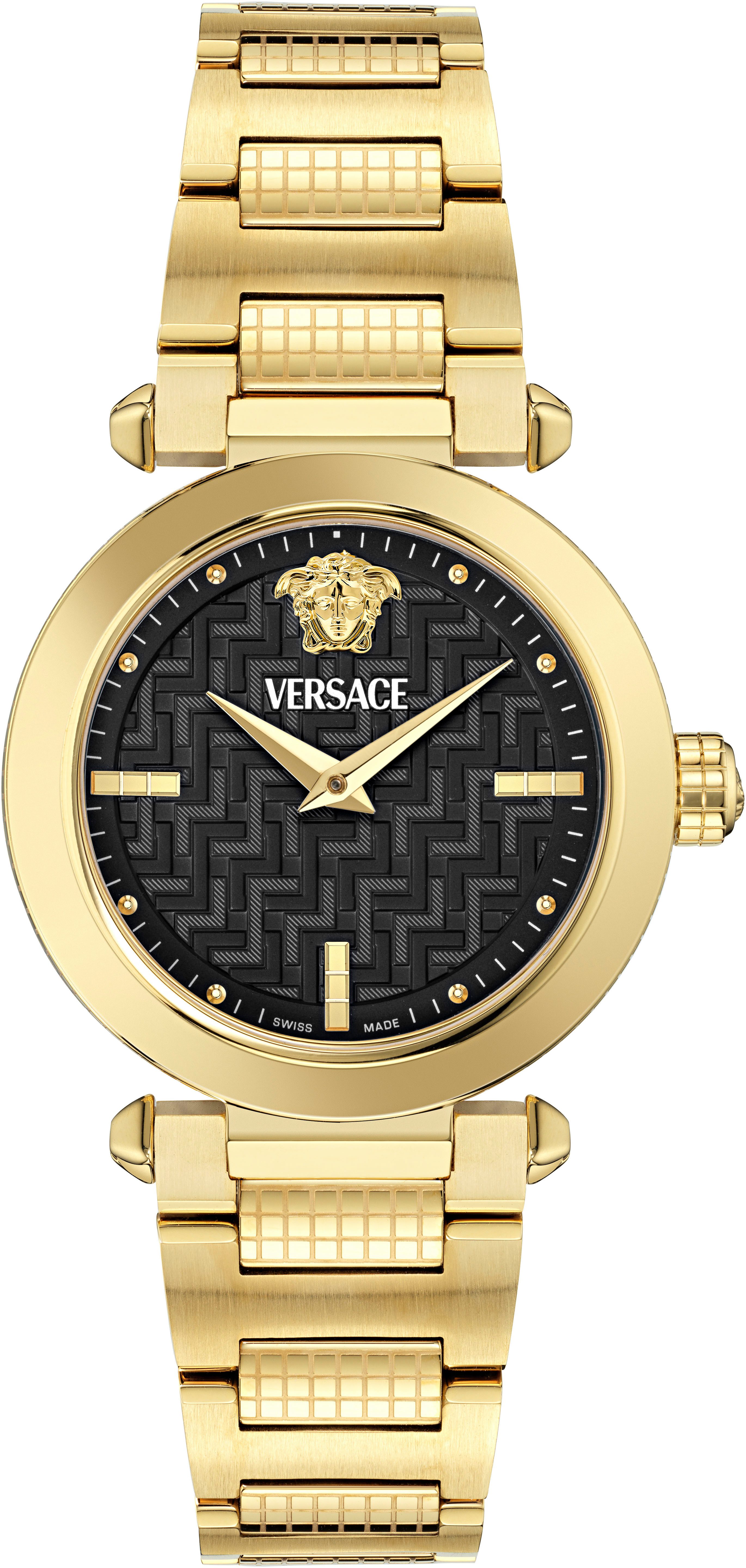 Versace Quarzuhr VERSACE GREEK VE5B00625, Armbanduhr, Damenuhr, Swiss Made, Edelstahlarmband, analog