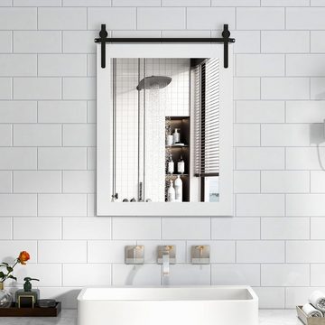 KOMFOTTEU Wandspiegel Badezimmerspiegel, mit Holzrahmen