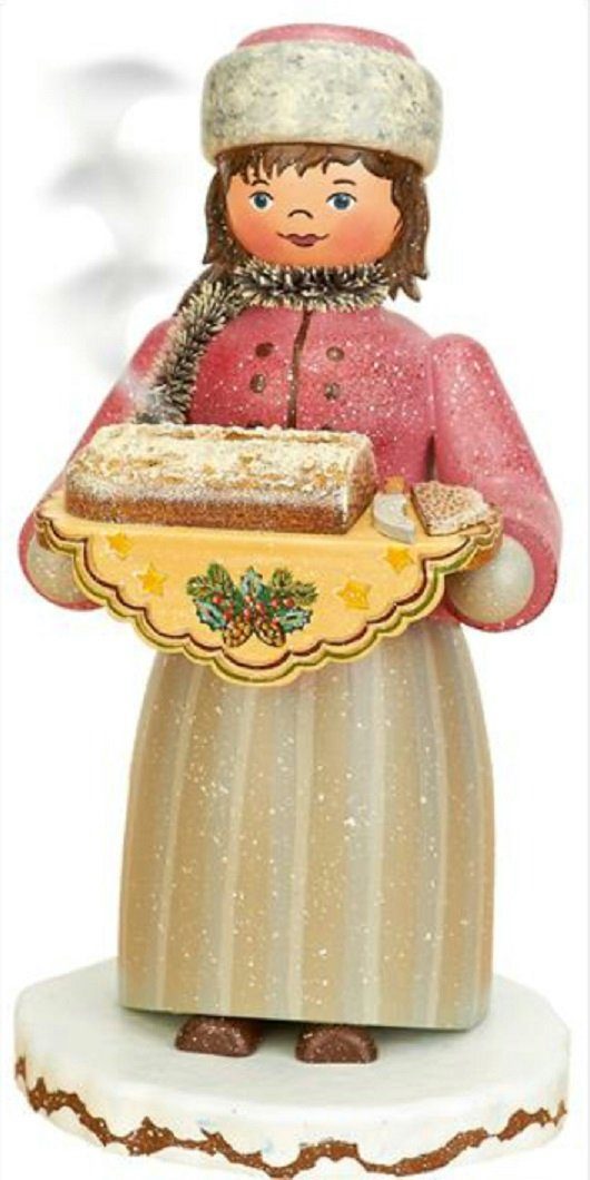 Hubrig Volkskunst Zschorlau Erzgebirge Räuchermännchen Hubrig Räuchermann / Räucherfrau Stollenmädchen, (1 St), Handarbeit aus dem Erzgebirge