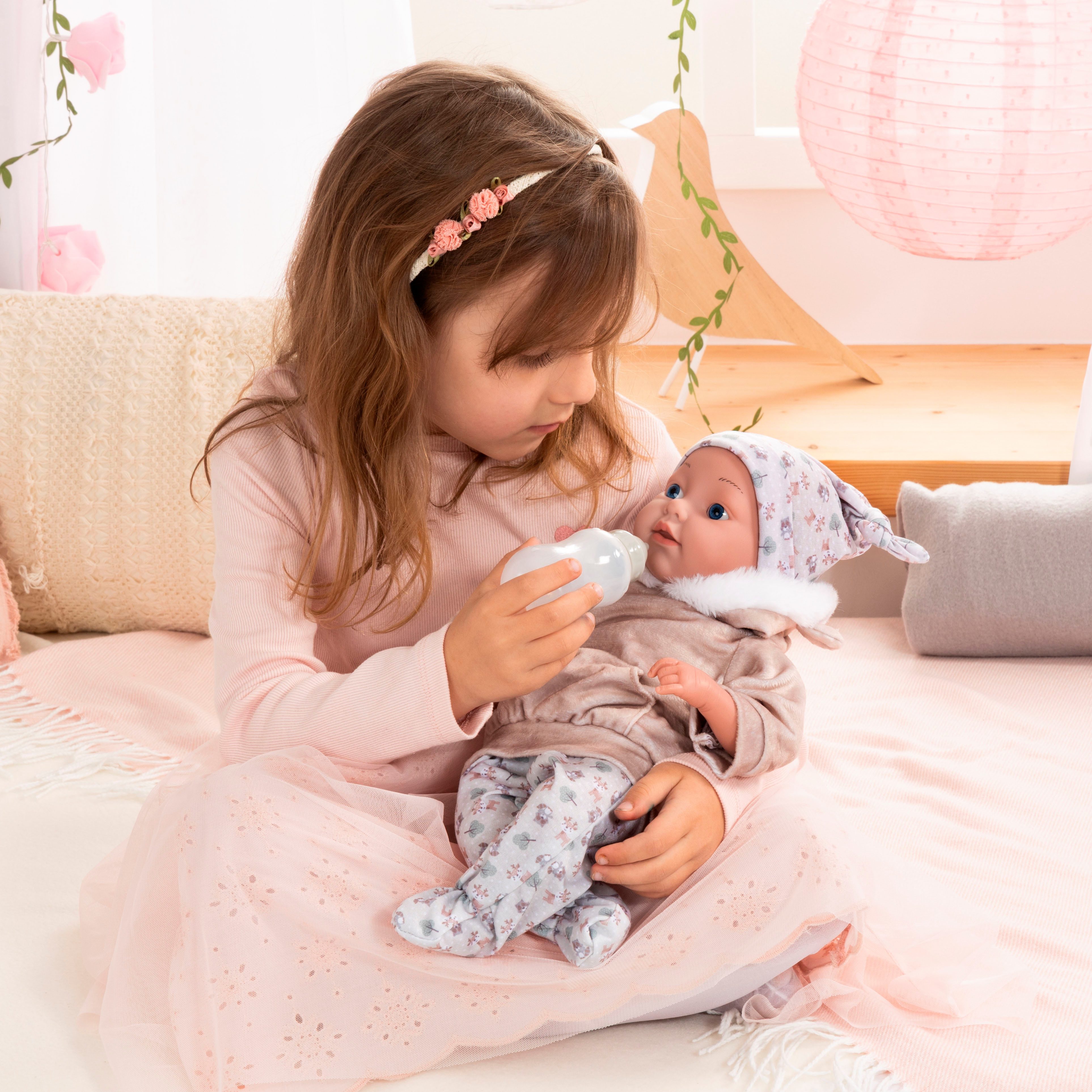 Bayer Babypuppe Reborn Baby, 38 cm braun