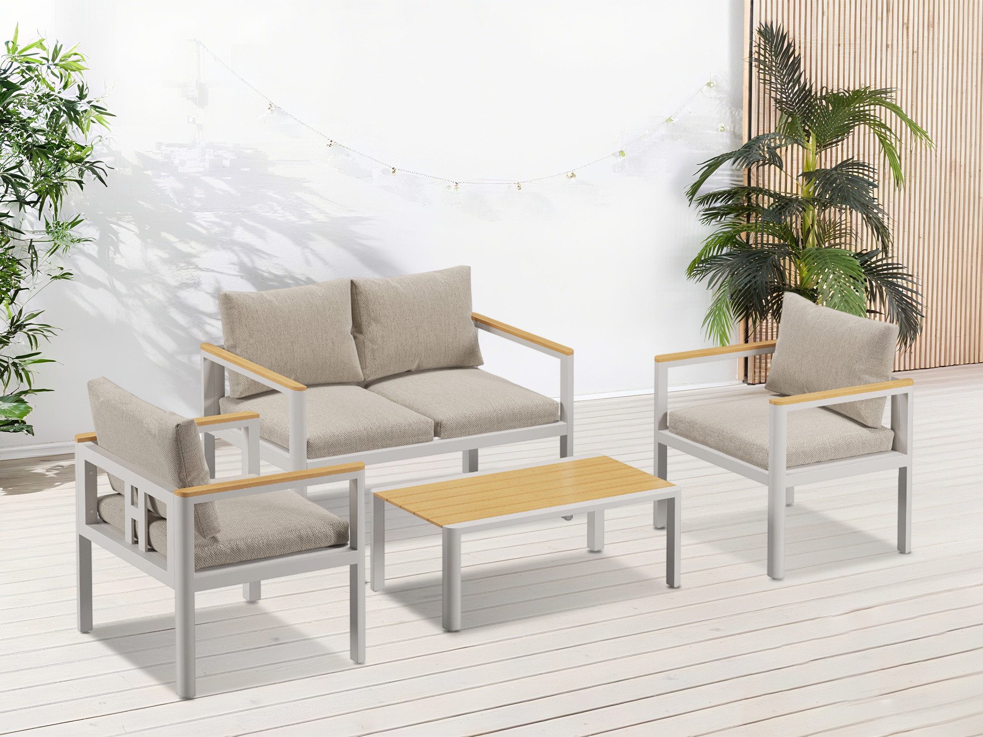 MeXo Gartenlounge-Set, (Gartenmöbel Set Aluminium, 4-tlg., günstig online kaufen