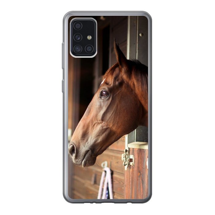 MuchoWow Handyhülle Pferd - Stall - Sonne Handyhülle Samsung Galaxy A52 5G Smartphone-Bumper Print Handy