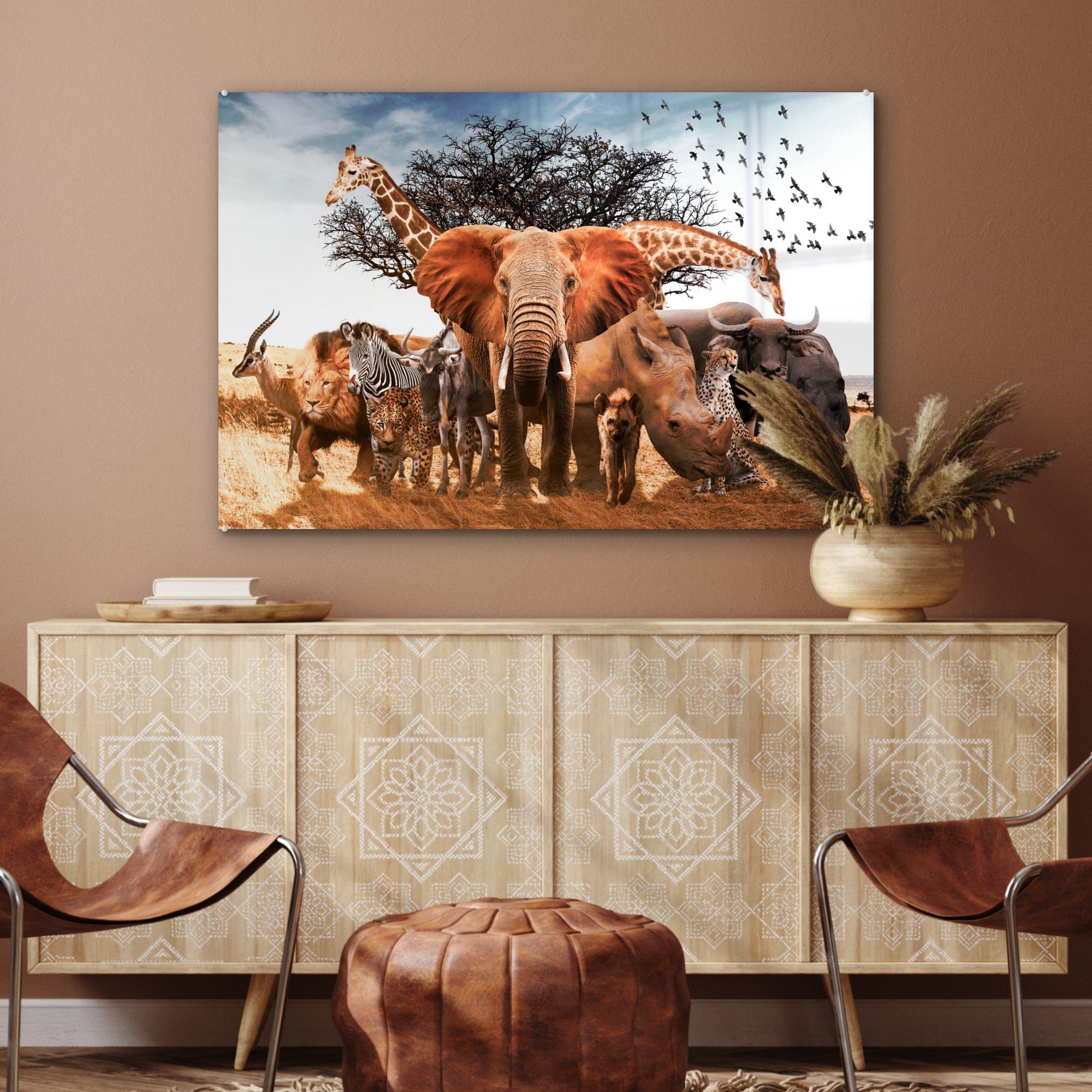 Giraffe Acrylglasbild Schlafzimmer Wohnzimmer MuchoWow - St), Tiere (1 - Elefant, & Acrylglasbilder
