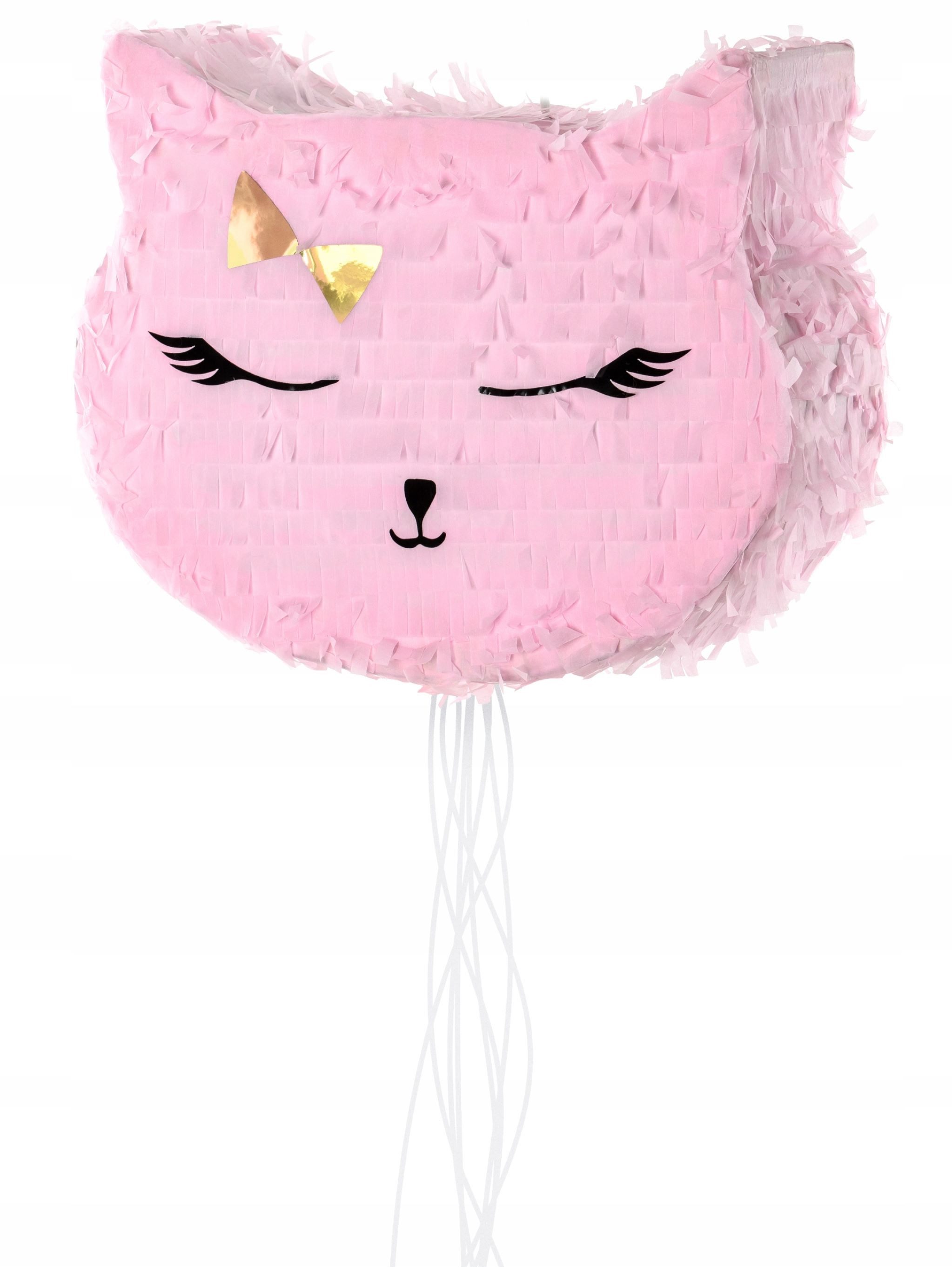 Festivalartikel Pinata Rosa Katzen-Piñata 35x27x9cm - Perfekte Geburtstagsüberraschung!