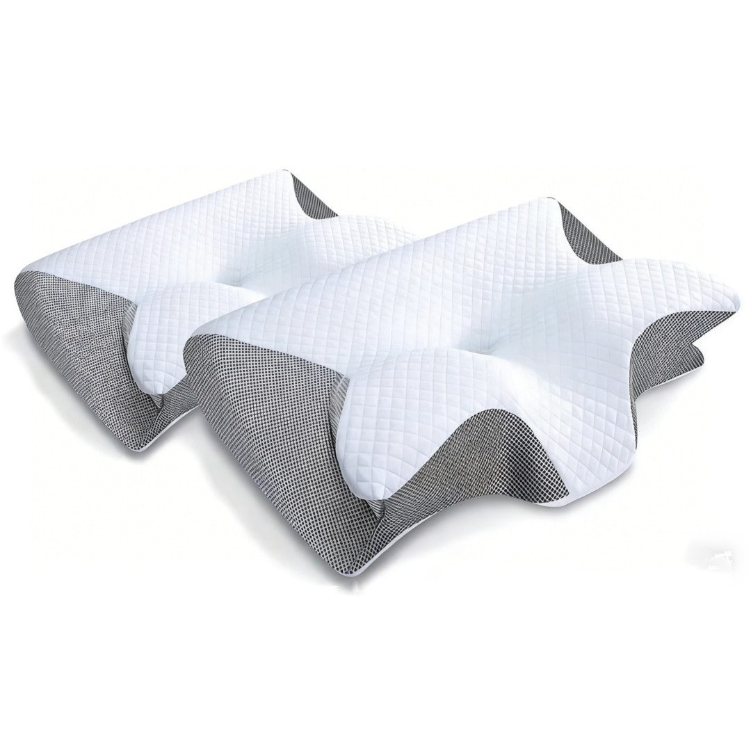 Kityhome Kopfkissen Orthopädisches Nackenkissen Memory Foam – 2 Höhen, waschbarer Bezug, Füllung: 100% Memory Foam, Set, Nackenkissen*1, waschbarer Bezug*1, Nackenstützkissen, Komfort, Atmungsaktiv