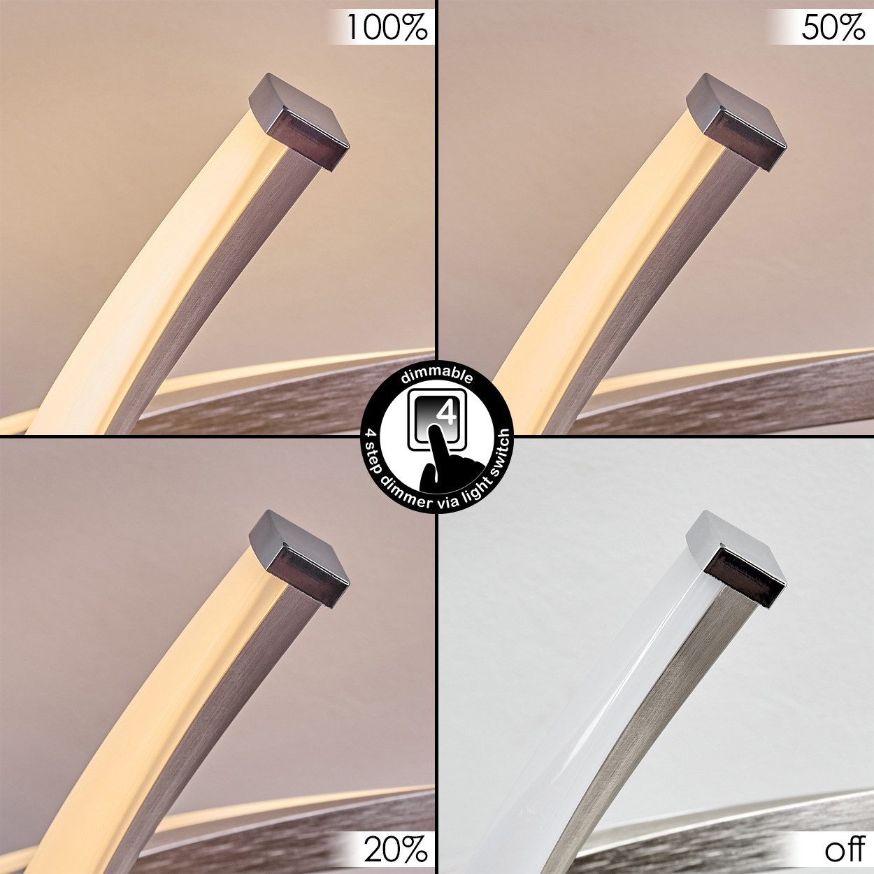 hofstein Deckenleuchte dimmbare Deckenlampe aus Metall/Kunststoff in Silber/Nickel-matt/Weiß, ohne Leuchtmittel, 23,5 Watt, 1400 Lumen, 3000 Kelvin, Esszimmer, Wohnzimmer, Küche