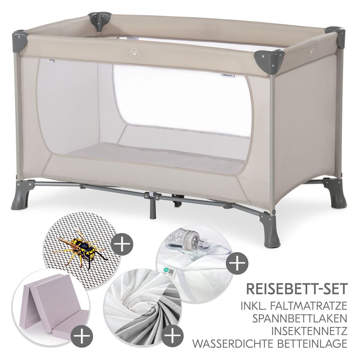 Hauck Baby-Reisebett Dream`n Play XXL Set - Beige, Baby Kinder Reisebett mi günstig online kaufen