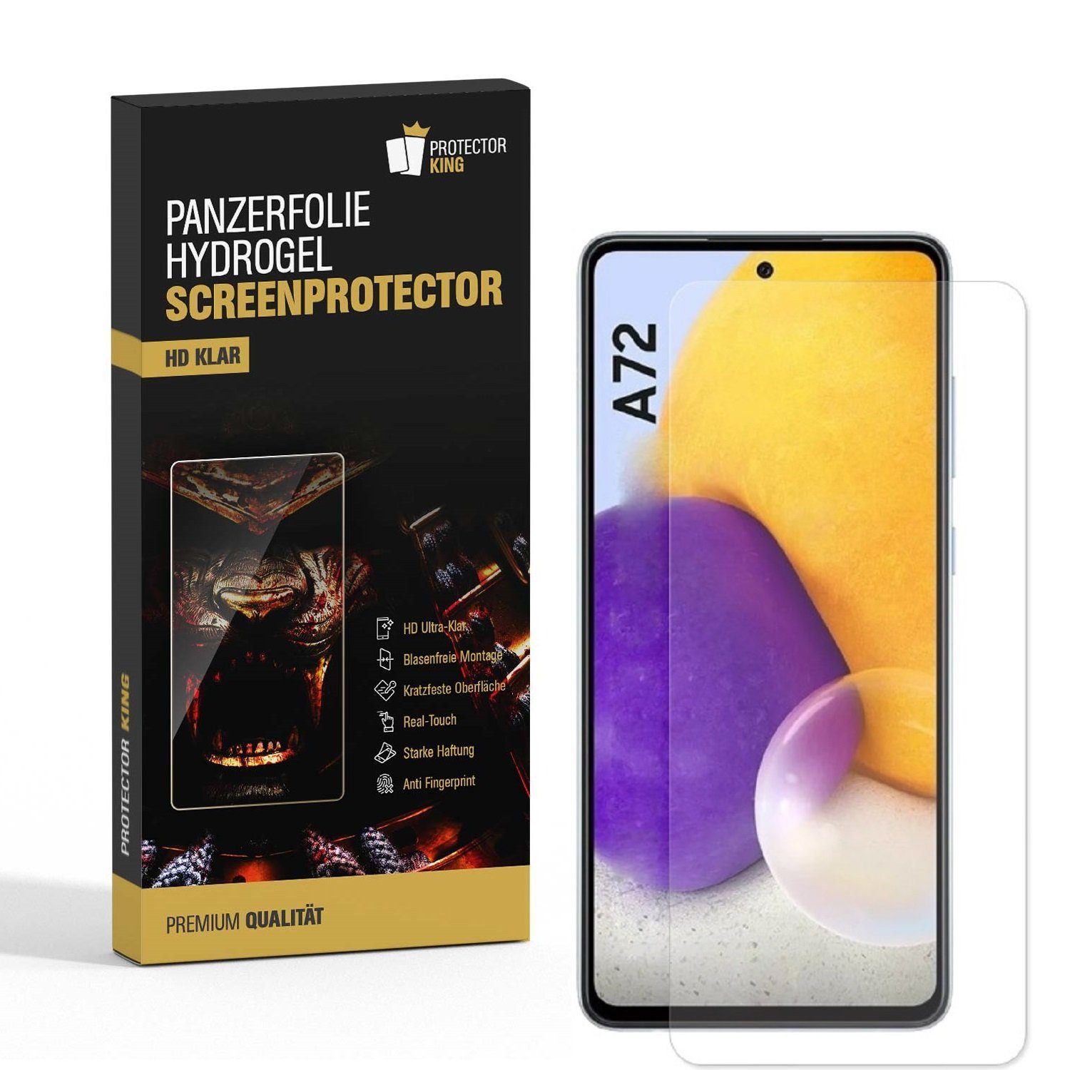 Schutzfolie 1x Hydrogel-Glass für Samsung Galaxy A72 Selbstheilend für Micro Kratz