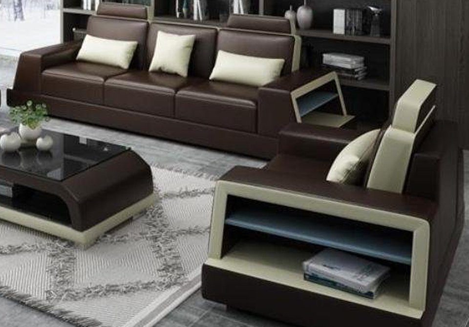 Couch 3+1 Neu, Europe Luxus Designer Sofa Polstermöbel JVmoebel in Sofagarnitur beige Made