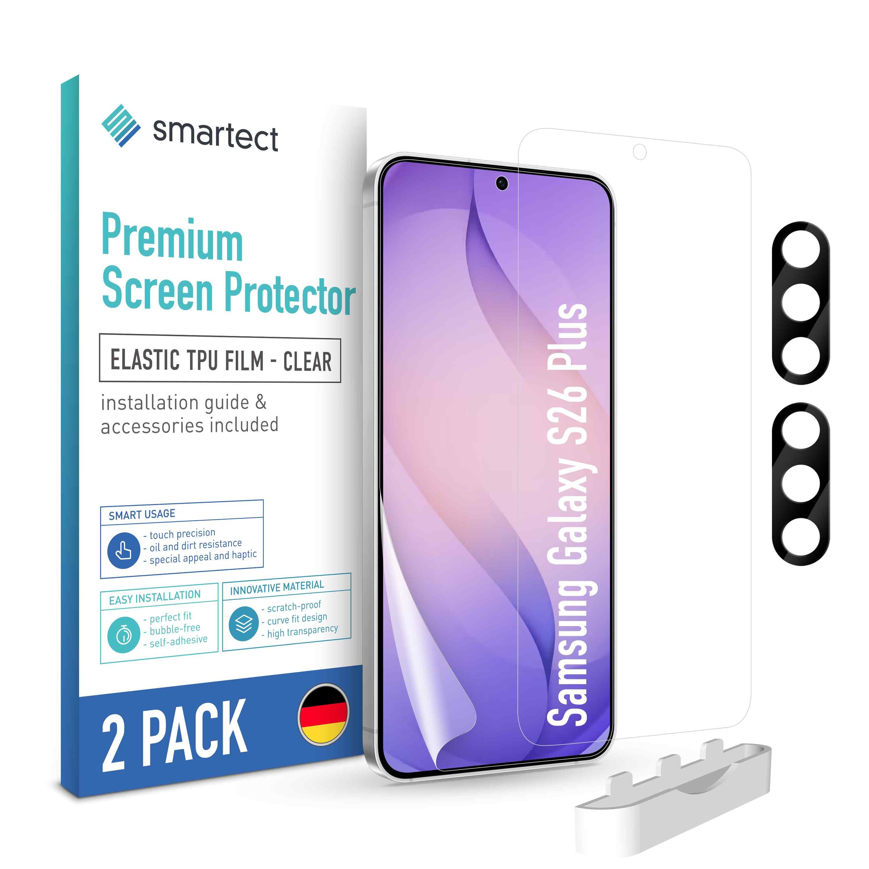 smartect Displayschutzfolie TPU Schutzfolie Klar für Samsung Galaxy S26 Plus, Set, 2 Stück, Panzerfolie Bildschirm Displayfolie