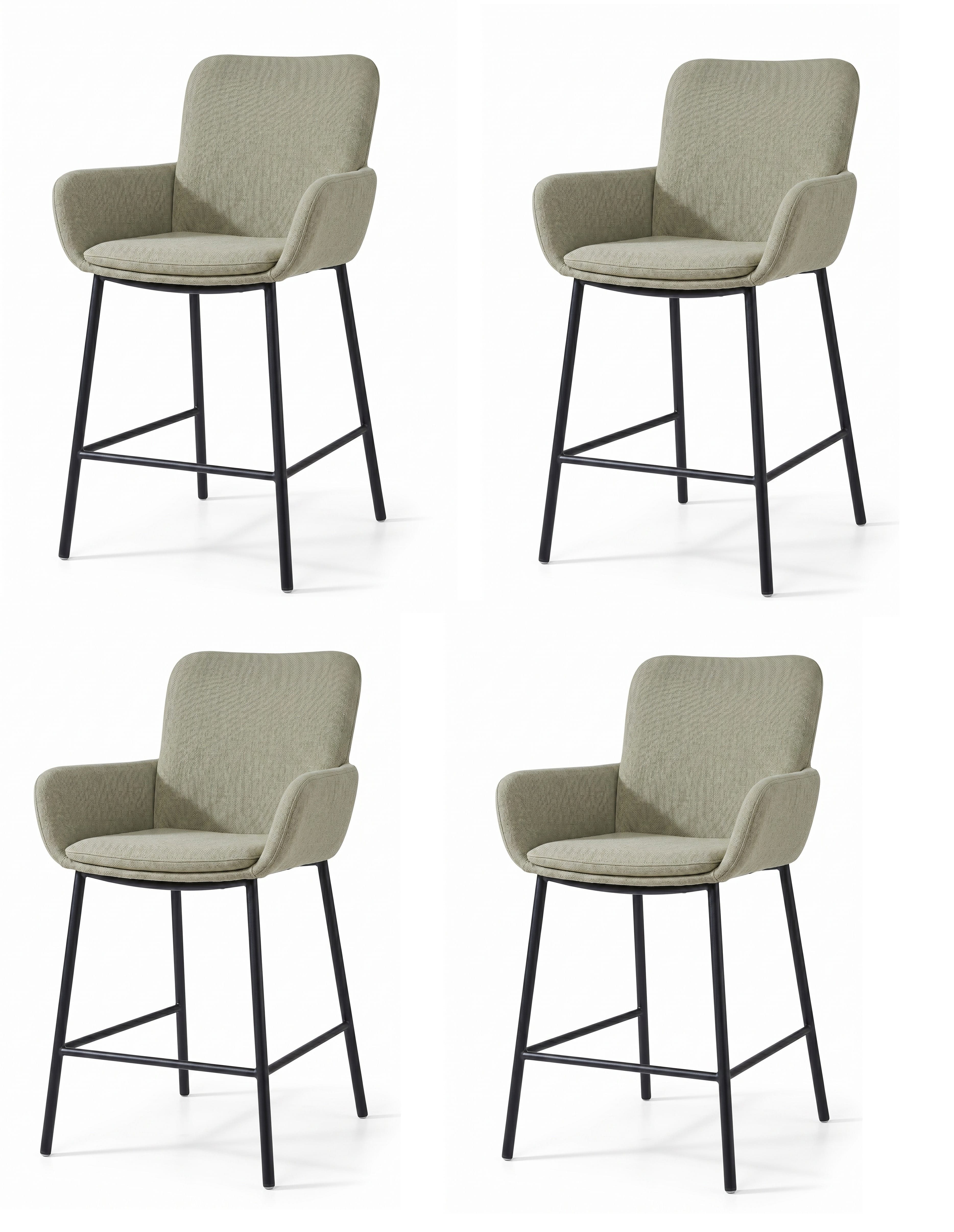JVmoebel Bargruppe Bequem Barstühle 4er Set Armlehne Luxus Beige Modern, (4-tlg., 4er-Set)